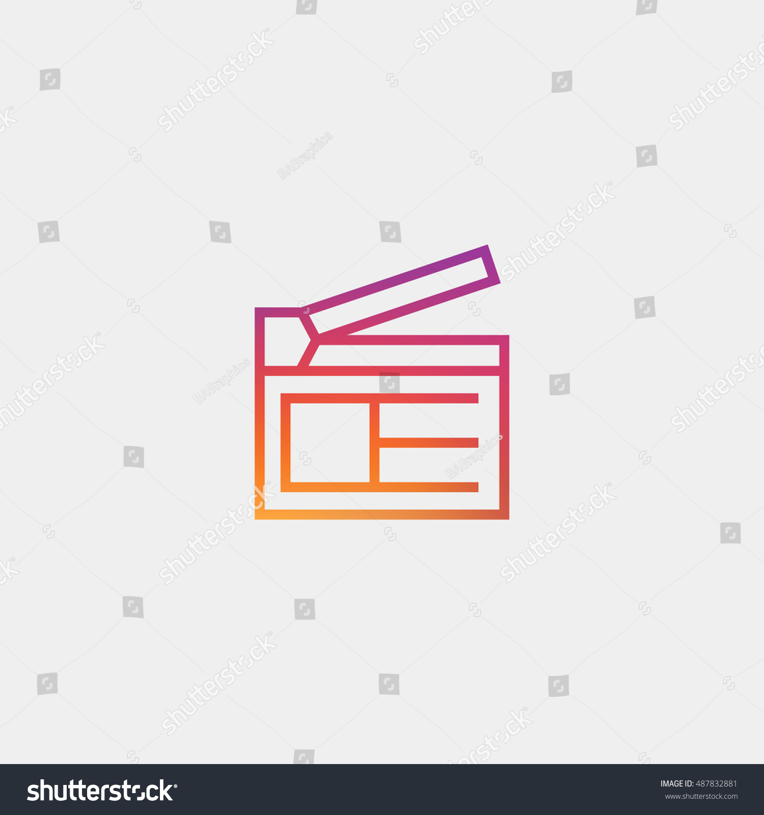 SVG of Clapperboard icon vector, clip art. Also useful as logo, web UI element, symbol, graphic image, silhouette and illustration. Compatible with ai, cdr, jpg, png, svg, pdf, ico and eps. svg