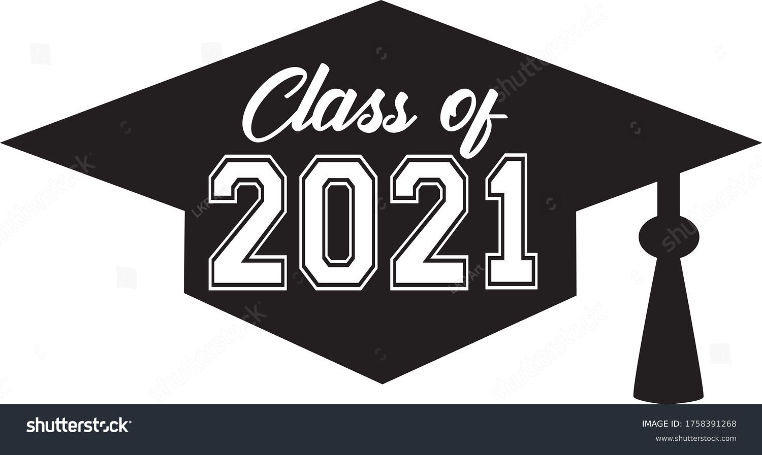 Download Class 2021 Graduation Cap Banner Stock Vector Royalty Free 1758391268