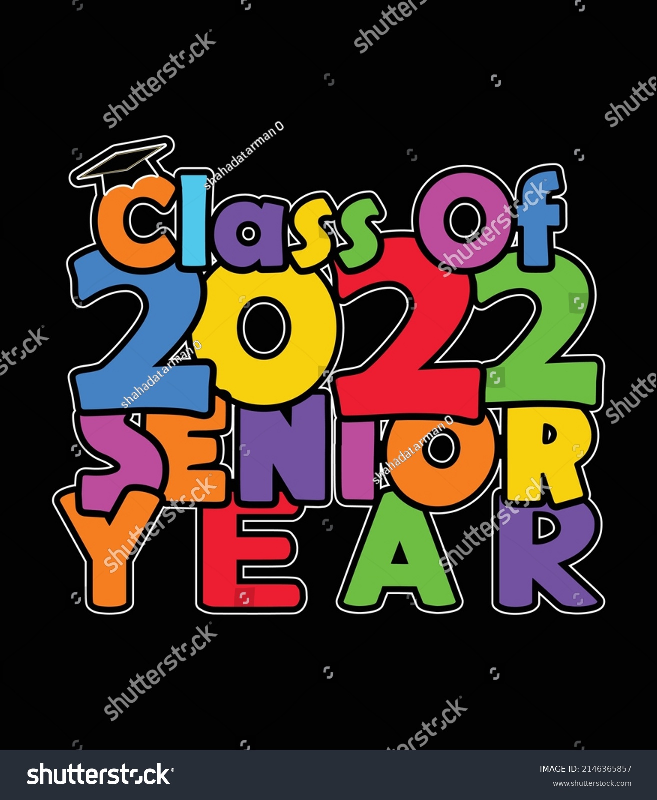 SVG of class of 2022 senior year. Graduation t-shirt design. svg