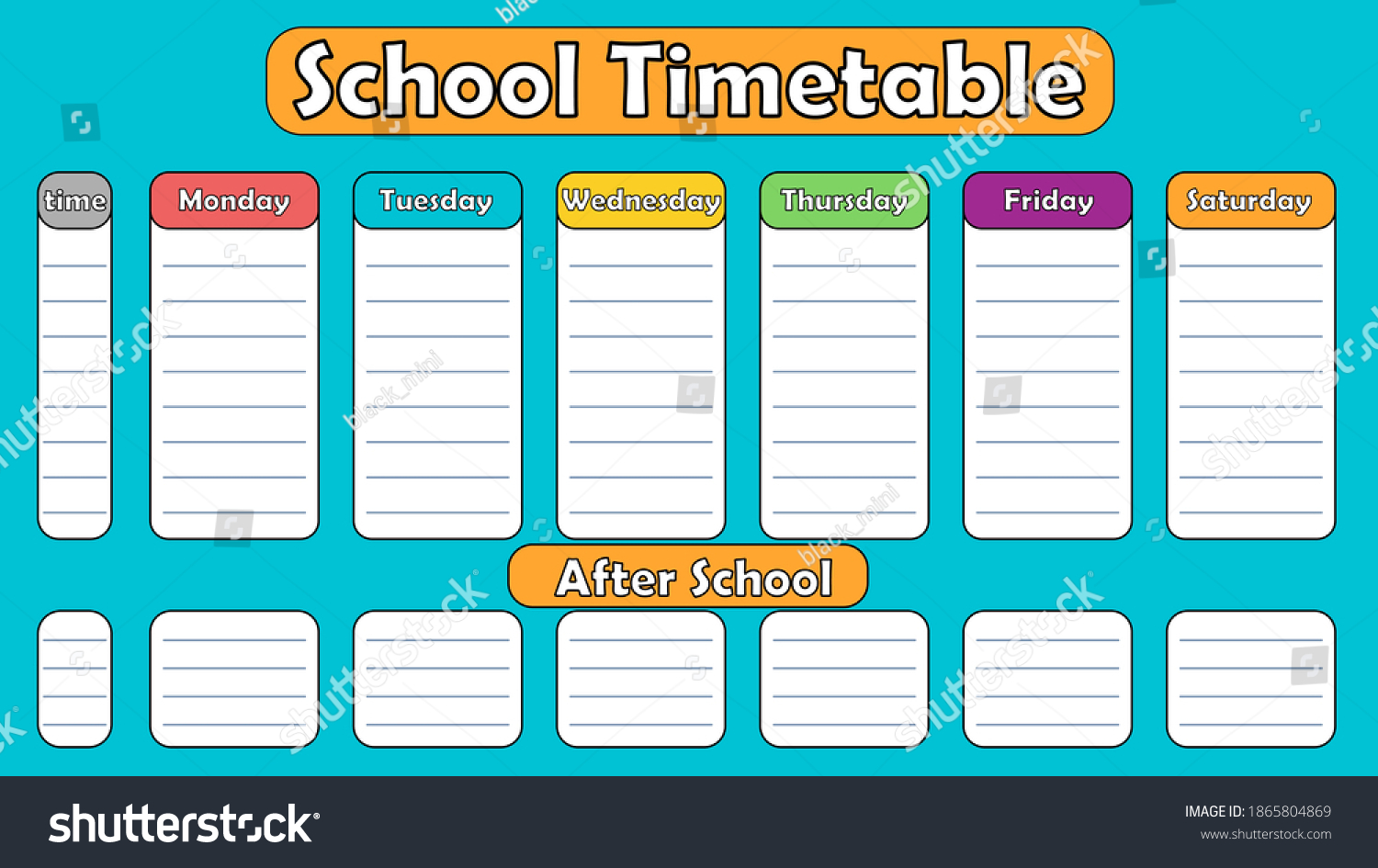Class Schedule School Scheduleoffice Suppliestimetable Lesson Stock Vector (Royalty Free