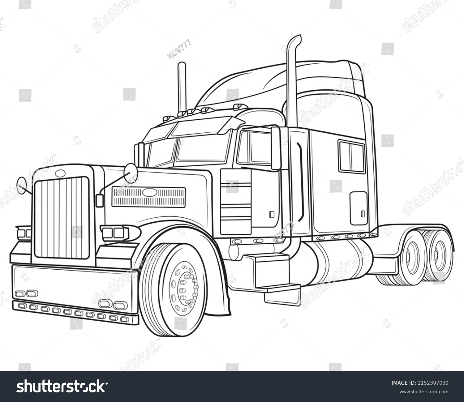 Classic American Truck Isolated On White Stock Vector (Royalty Free ...