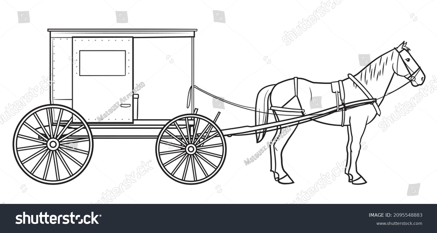 SVG of Classic amish single horse cart stock illustration. svg