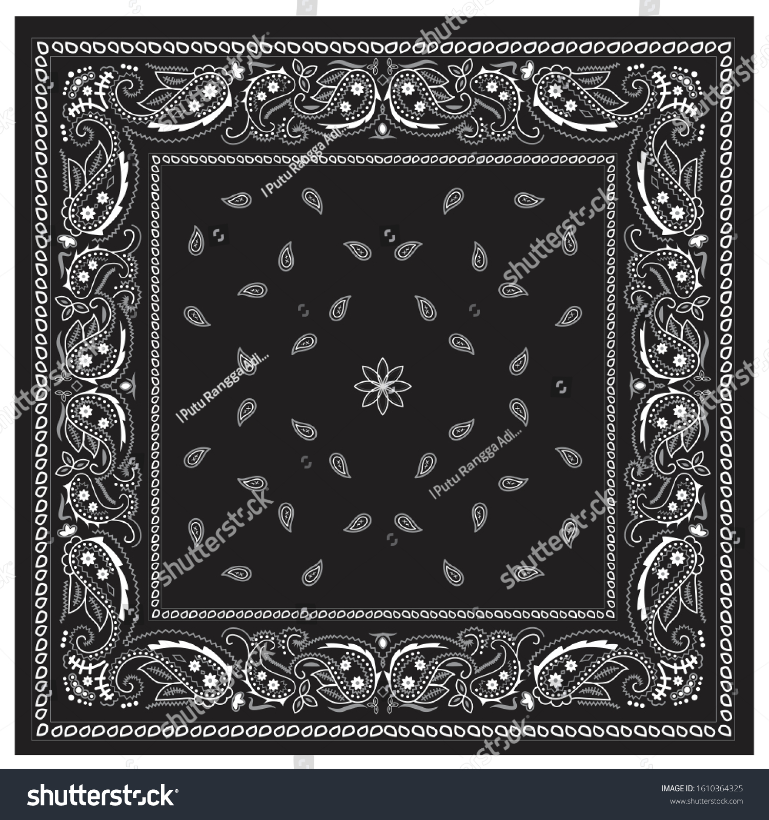 SVG of Classic bandana print ornament black and white paisley svg