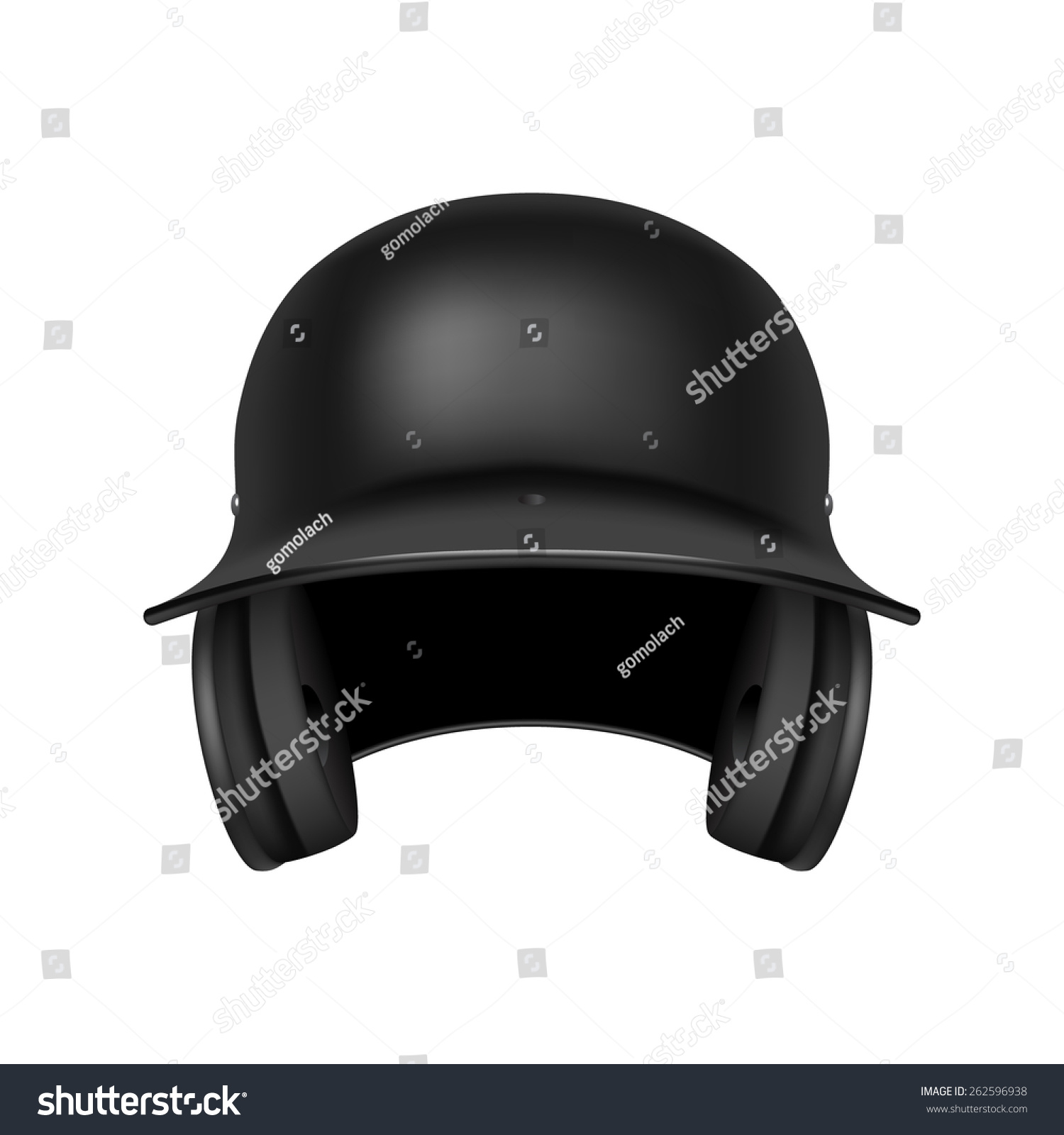 Classic Baseball Black Helmet Front View Stock Vector (Royalty Free ...