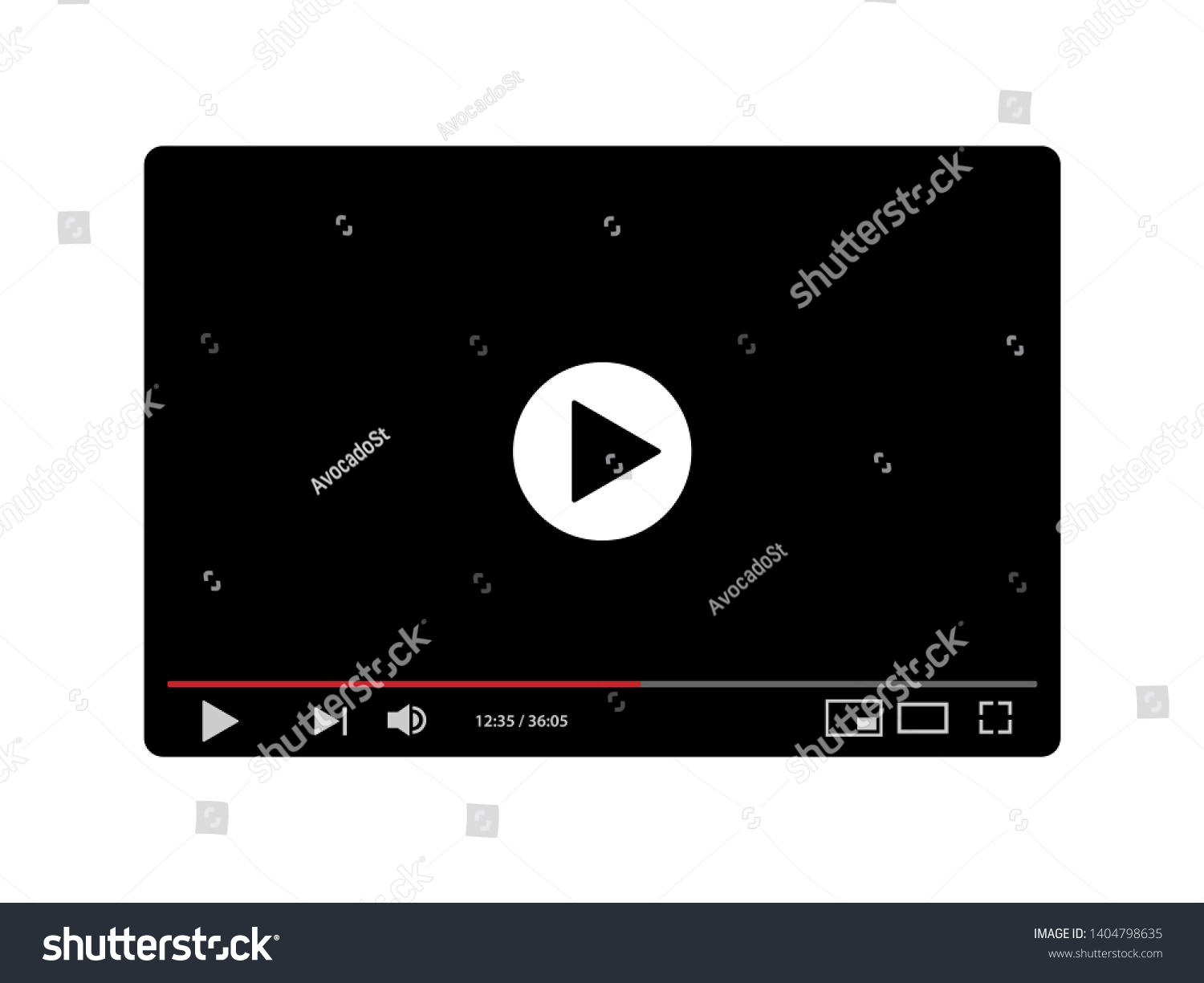 Classic Black White Video Player Template Stock Vector (Royalty Free ...