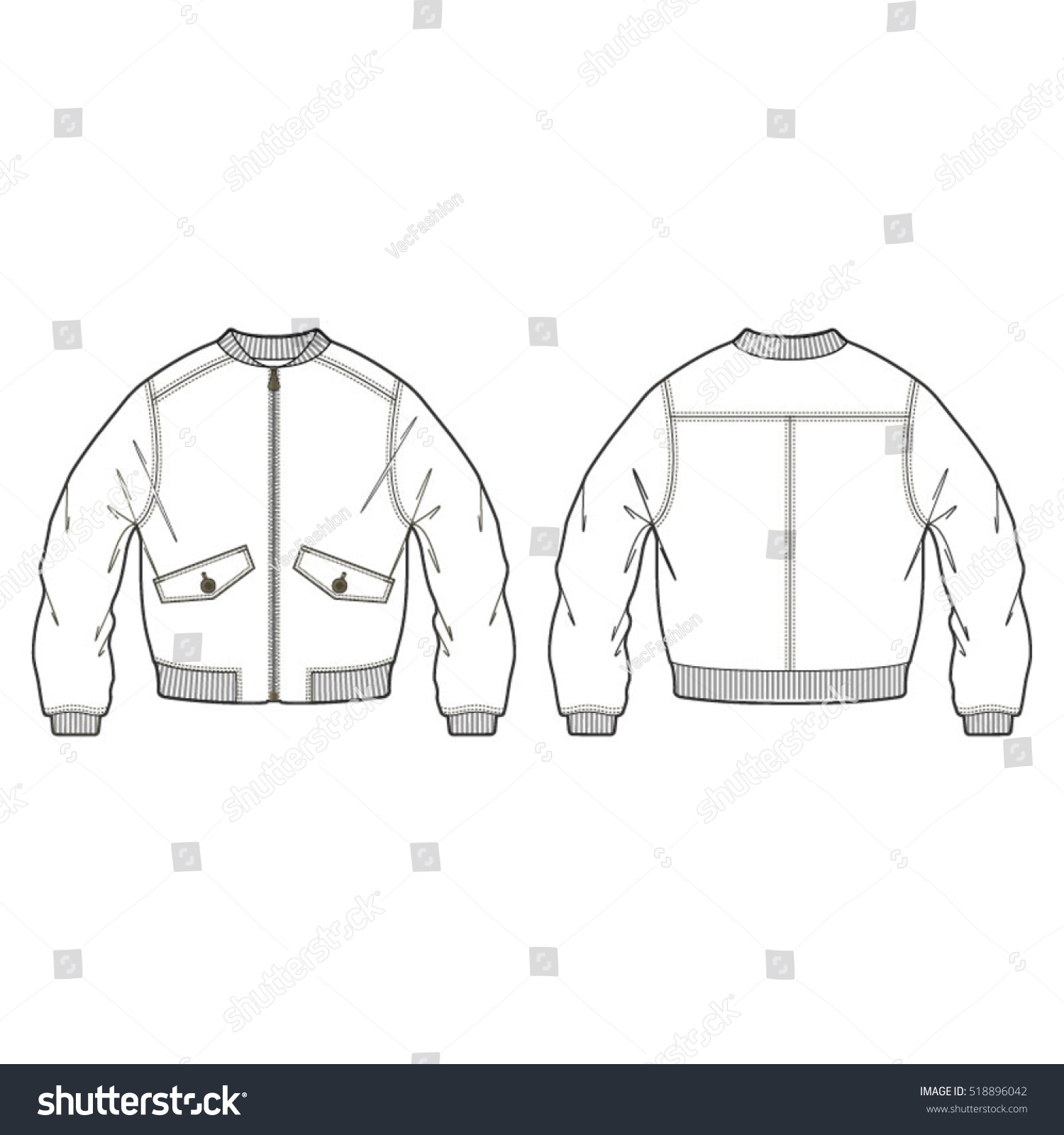 Classic Bomber Jacket Template Stock Vector (Royalty Free) 518896042