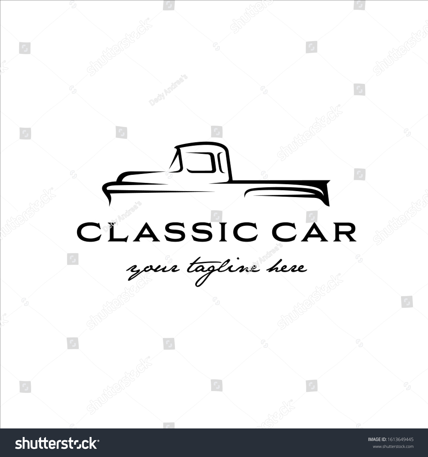 SVG of Classic car pick up with a line style svg