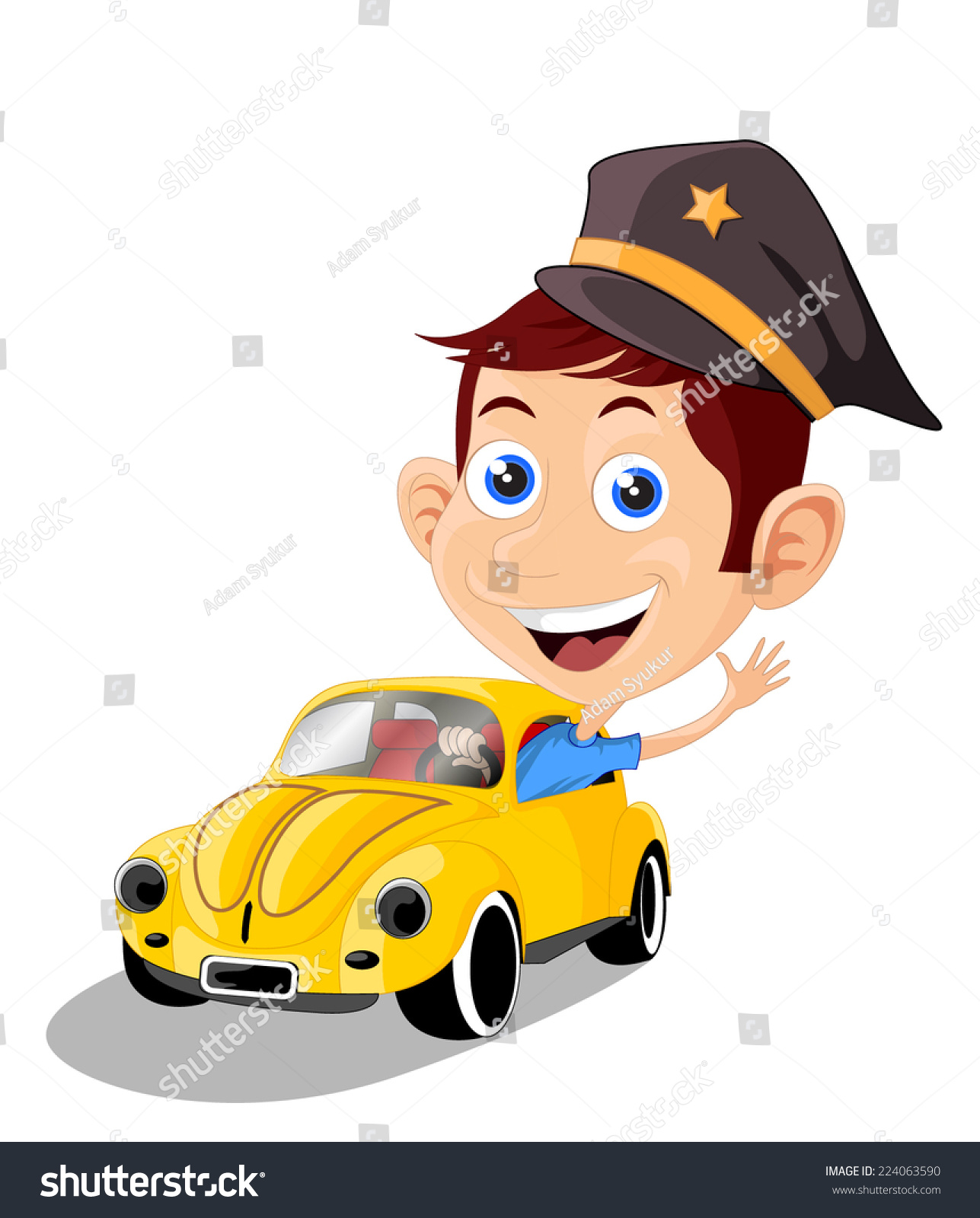 Classic Car Smile Driver Cartoon Stock Vector (Royalty Free) 224063590