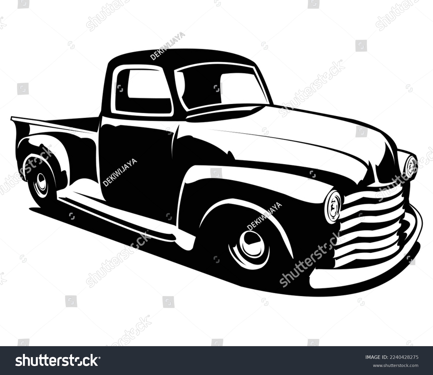 SVG of classic chevy truck vector silhouette isolated white background view from side. Best for logos, badges, emblems, classic truck industry. vector illustration in eps 10. svg