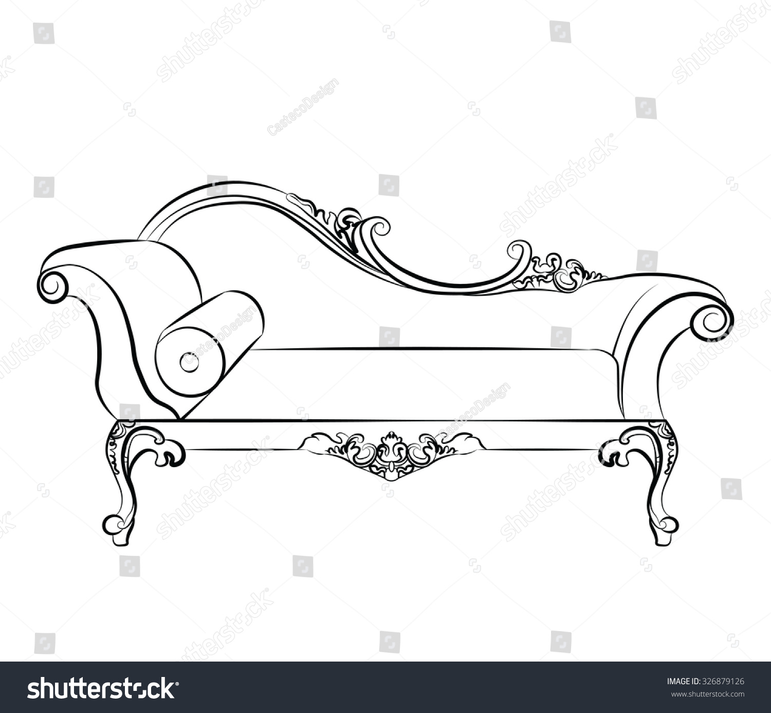 Classic Elegant Sofa Bench Baroque Style Stock Vector (Royalty Free ...