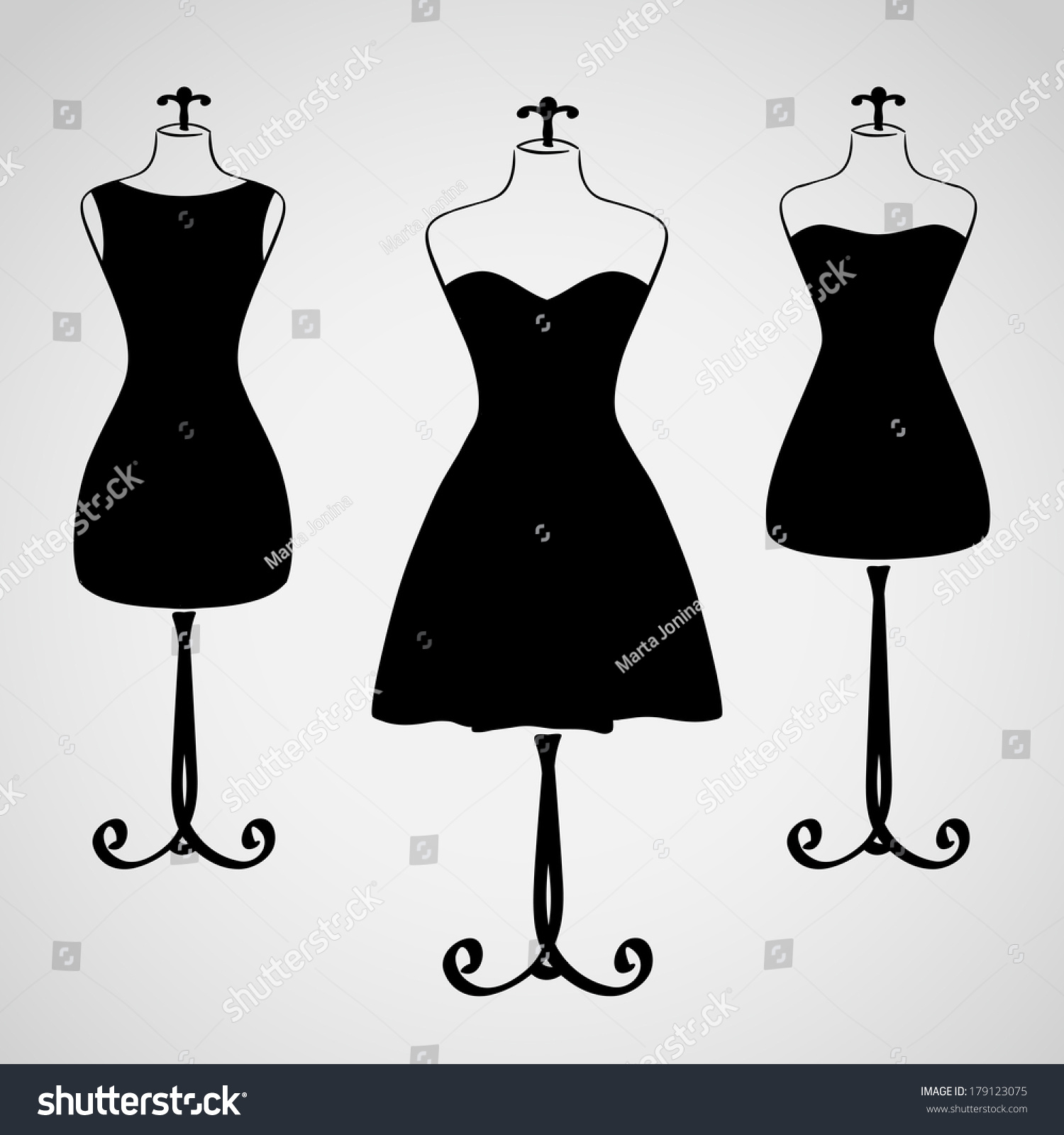 Classic Female Dress On Mannequin Silhouette Stock Vector 179123075 ...