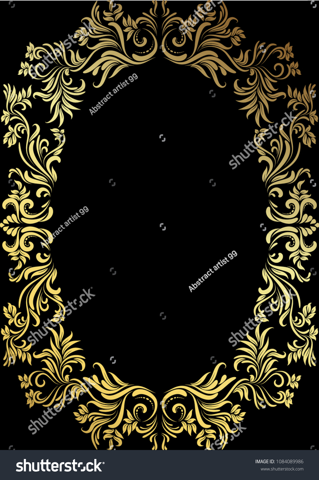 Classic Gold Frame On Black Background Stock Vector (Royalty Free ...