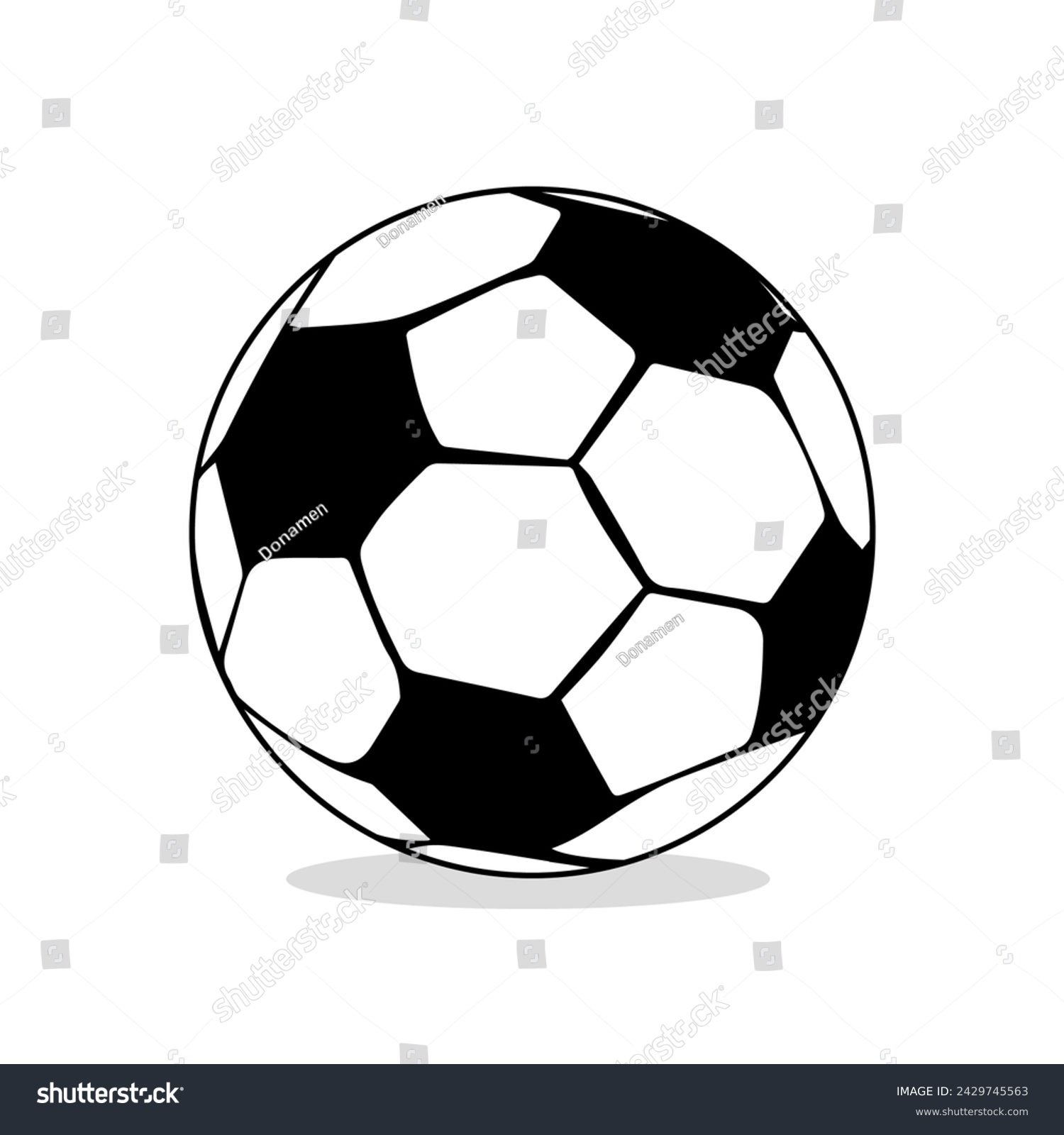 SVG of Classic Monochrome Soccer Ball on White Background. Silhouette of a Football Isolated on White. svg