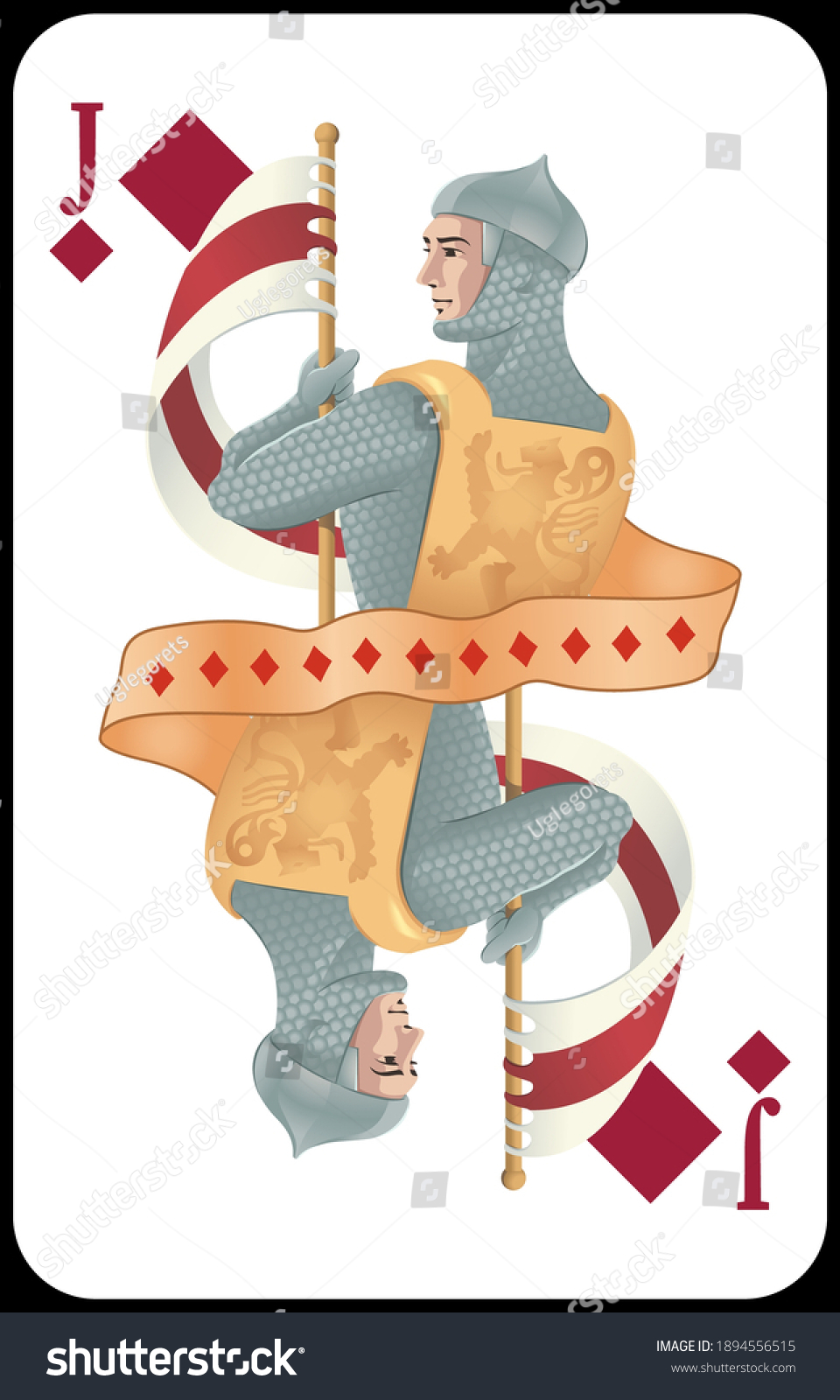 Classic Playing Card Jack Diamond Stock Vector (Royalty Free) 1894556515