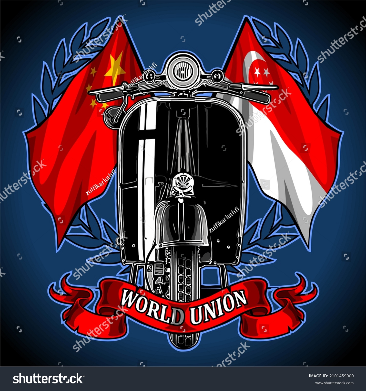 Classic Scooter Black Color Asia Flag Stock Vector Royalty Free Shutterstock