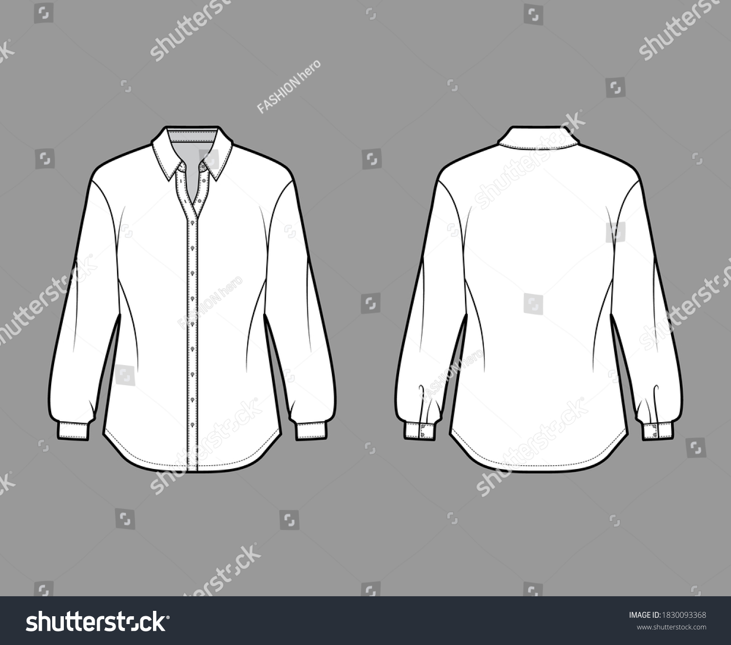Classic Shirt Technical Fashion Illustration Long Stock Vector (Royalty ...