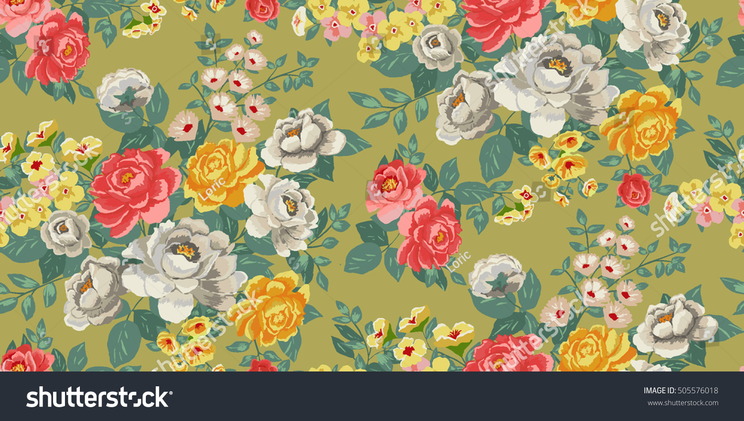 Classic Wallpaper Seamless Vintage Flower Pattern Stock Vector Royalty