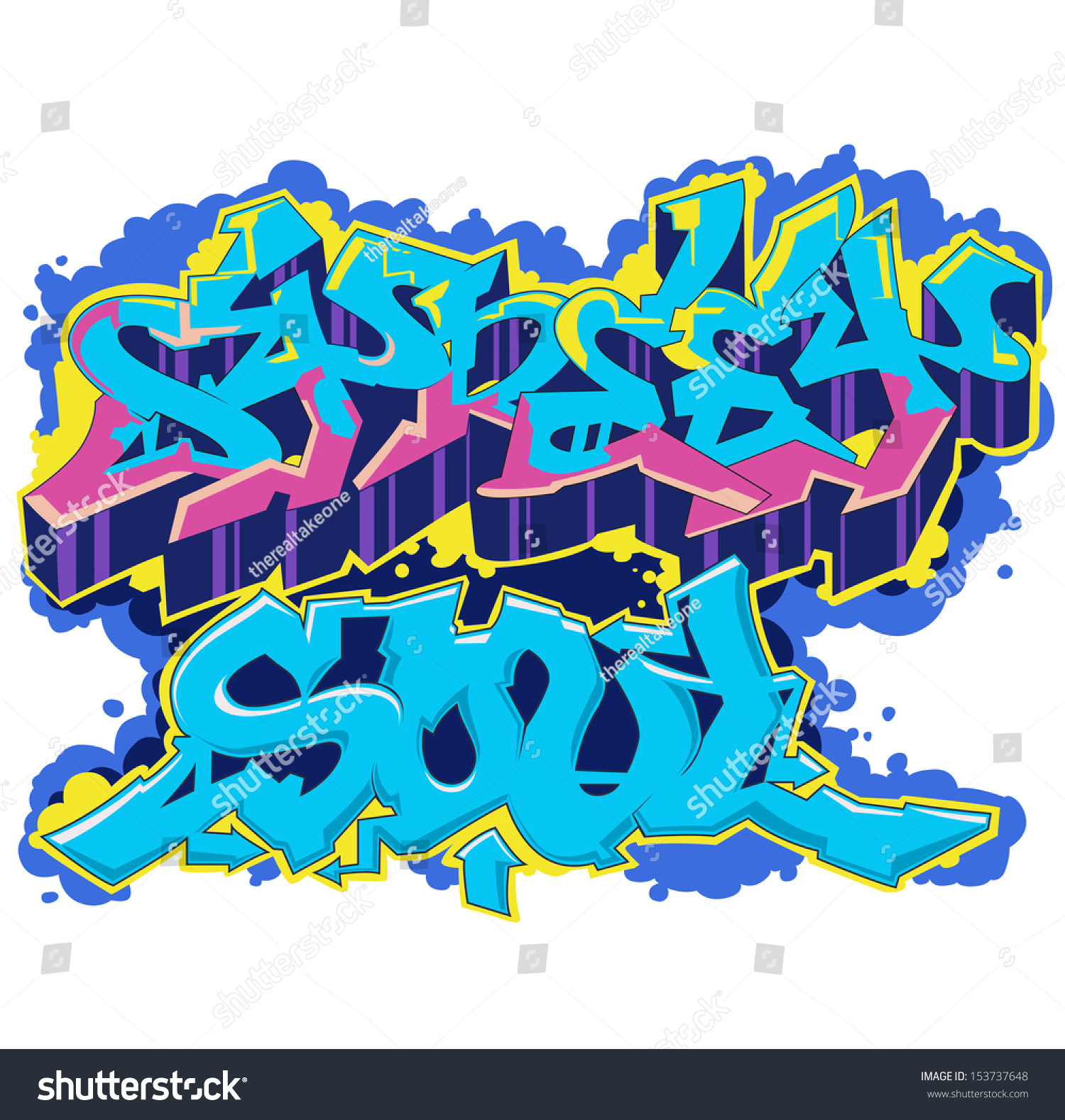 Classic Wild Style Graffiti Artwork Isolated On White Stock Vector ...