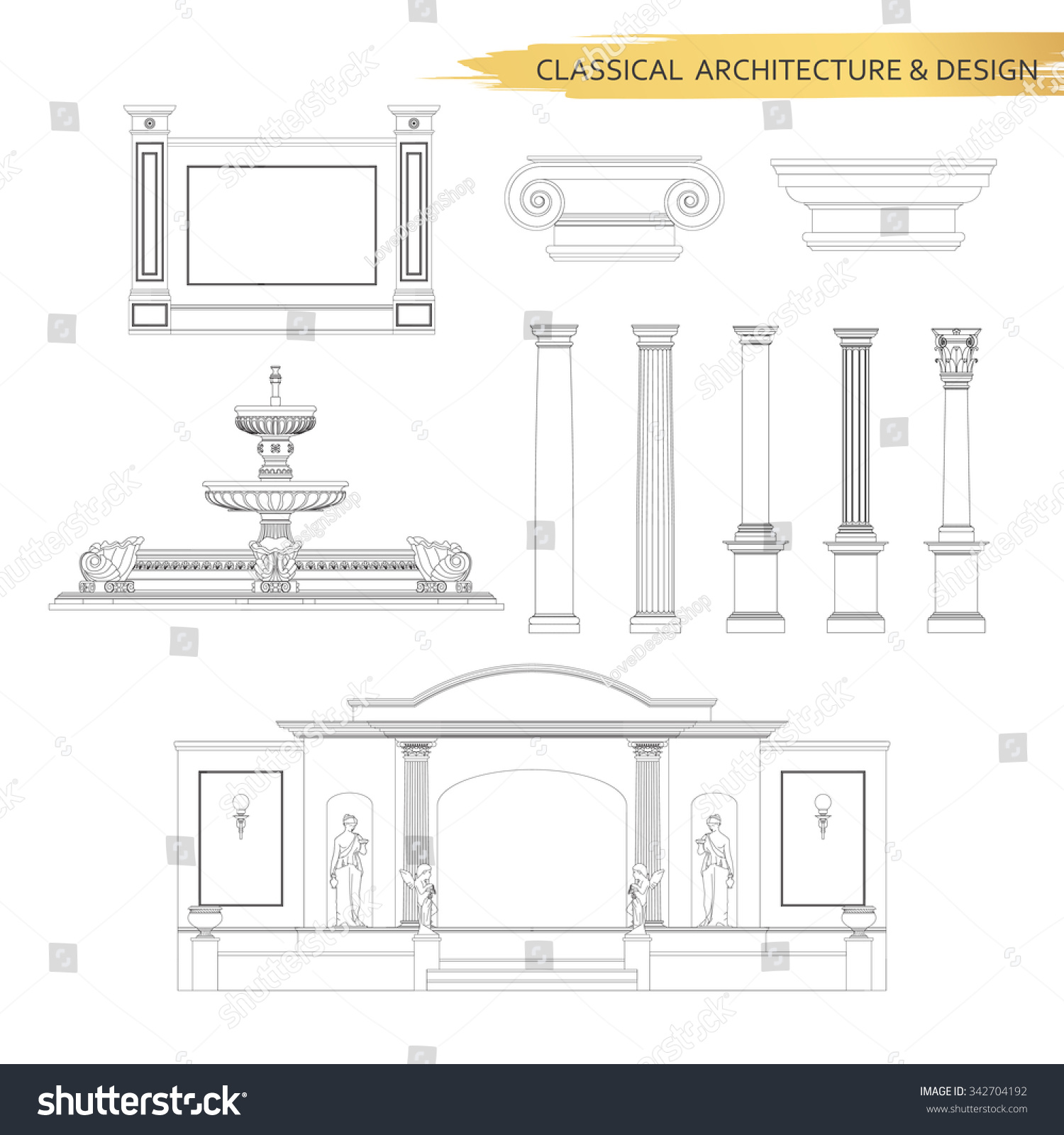 Architectural Drawing Set classical architectural form drawings set vector stock vector Architectural Drawing Set classical architectural form drawings set vector stock vector