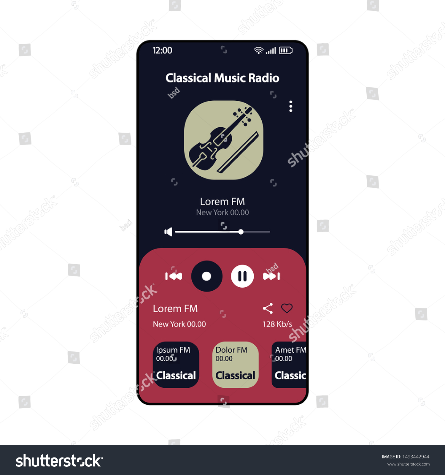 Belang dood gaan Controle Classical Music Fm Radio Smartphone Interface Stock Vector (Royalty Free)  1493442944