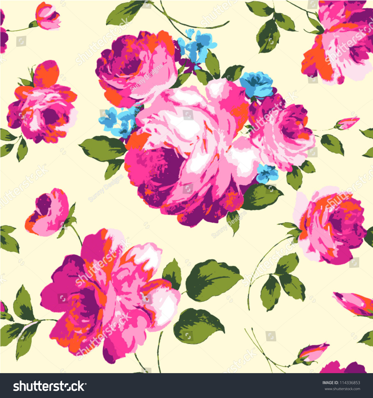 Classical Seamless Rose Pattern Stock Vector 114336853 - Shutterstock