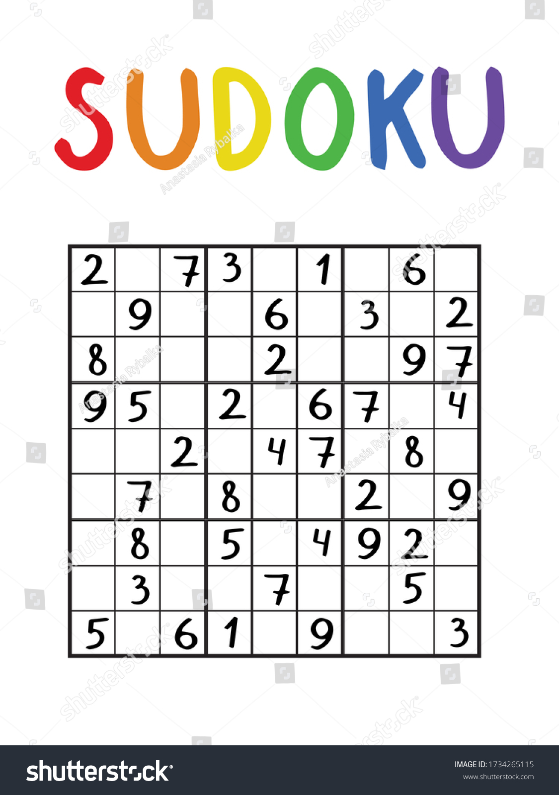 SVG of Classical sudoku game stock vector illustration. Nine by nine middle sudoku level puzzle without answers. Black and white logic number puzzle with colorful title. Sudoku stock vector illustration. svg