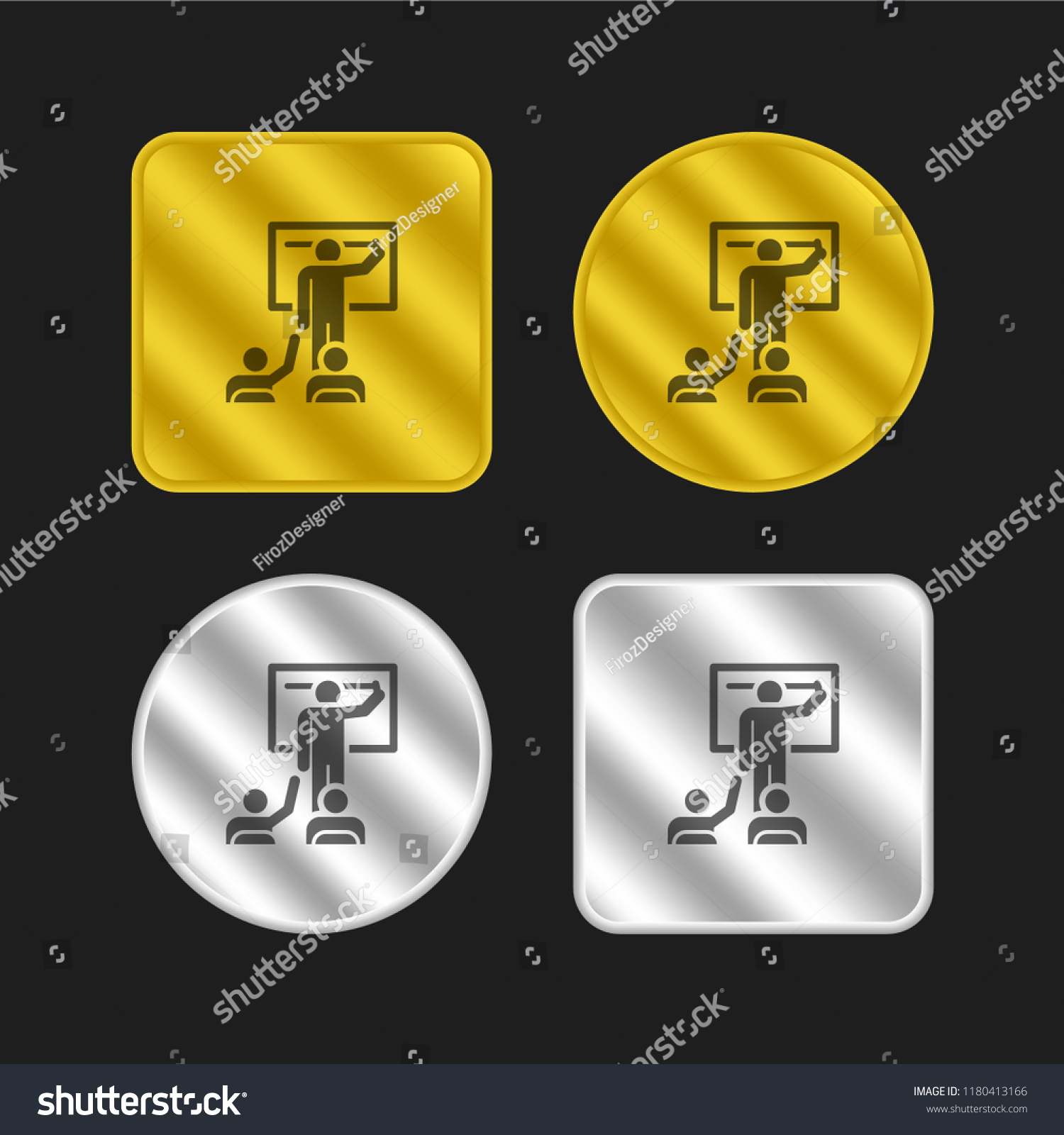 Classroom Gold Silver Metallic Coin Logo Stock Vector Royalty Free