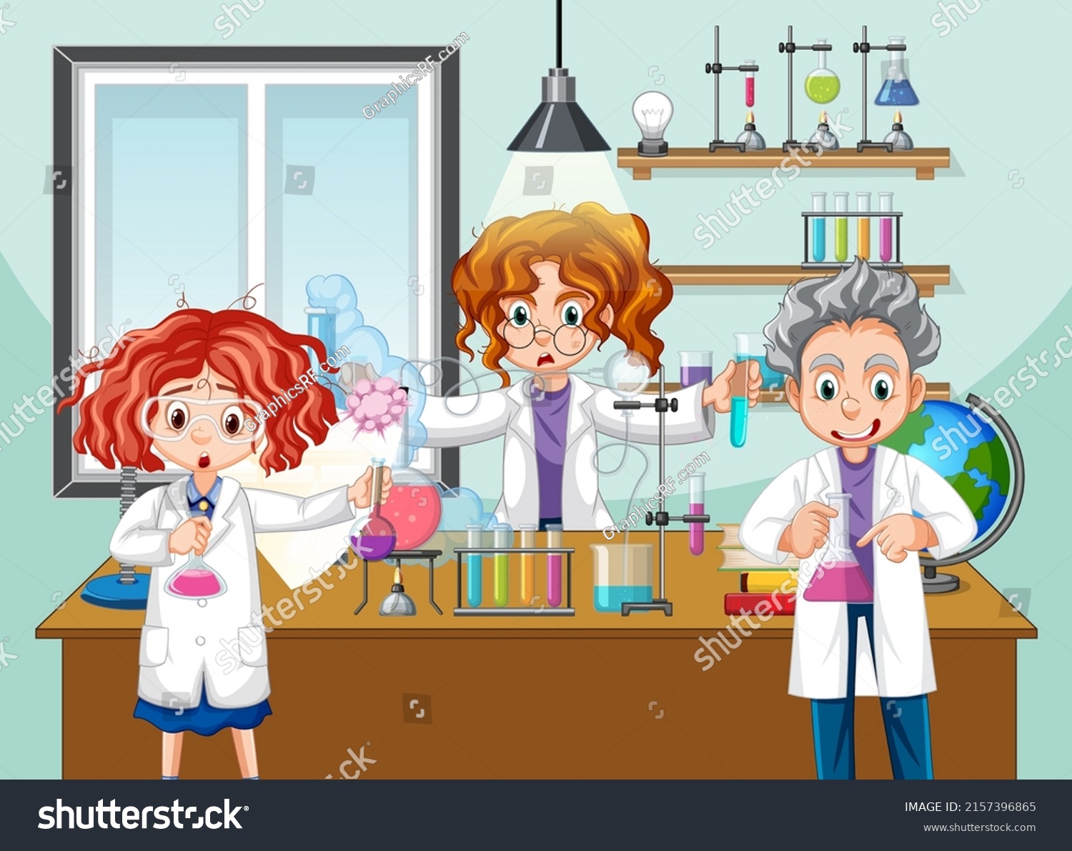 Classroom Scene Scientist Doing Experiment Illustration Stock Vector ...