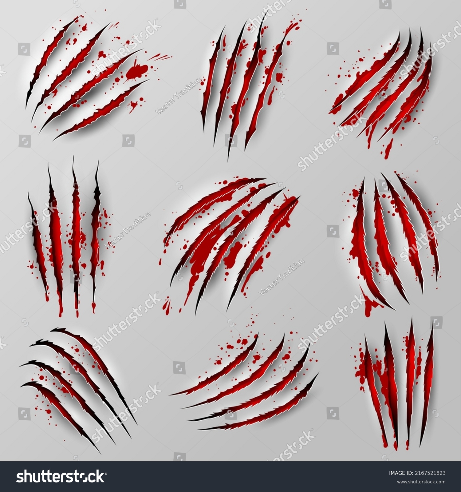 Claw Marks Scratches Blood Isolated Vector Stock Vector (Royalty Free ...