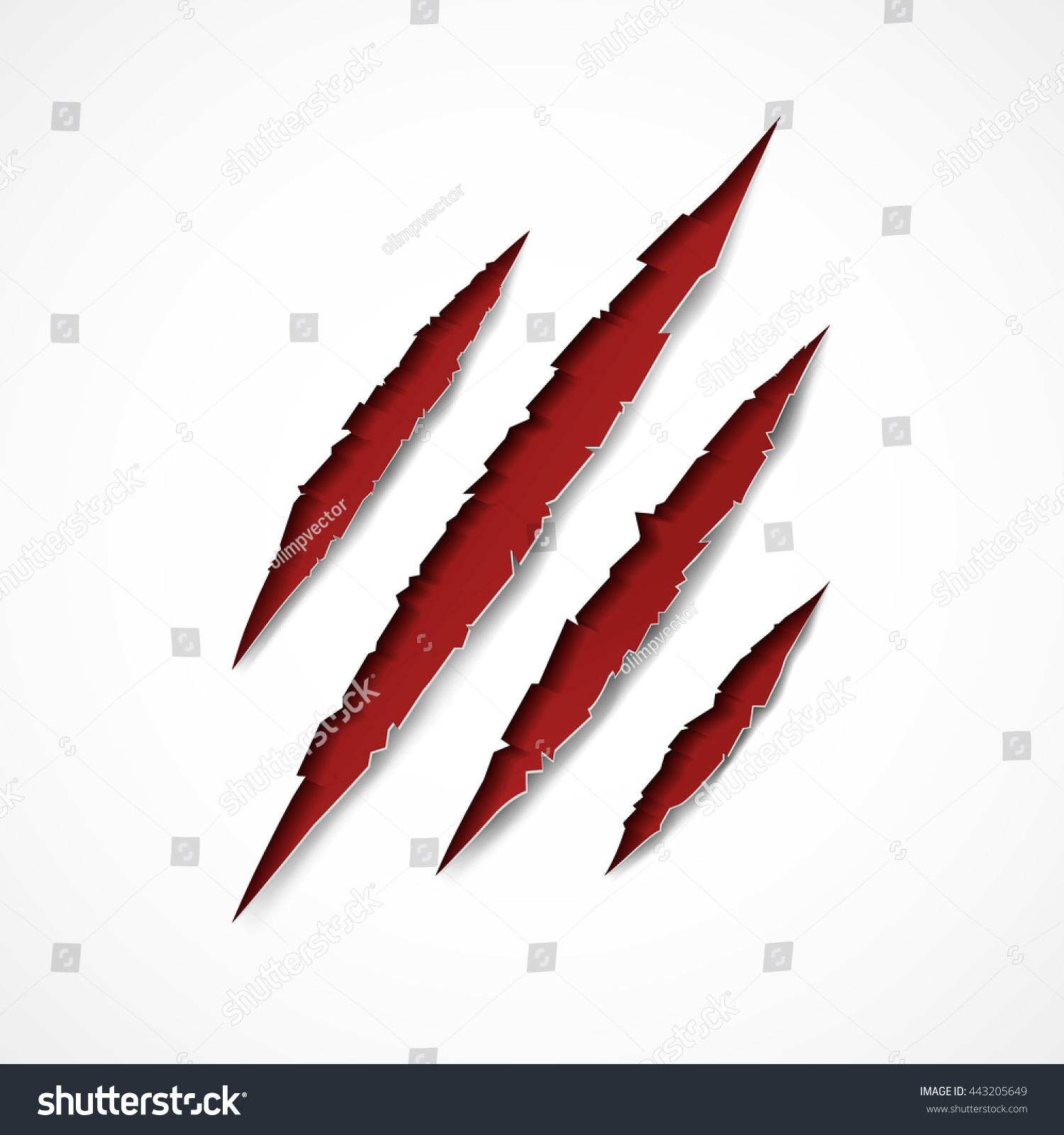 Claw Scratches On White Background Stock Vector 443205649 - Shutterstock