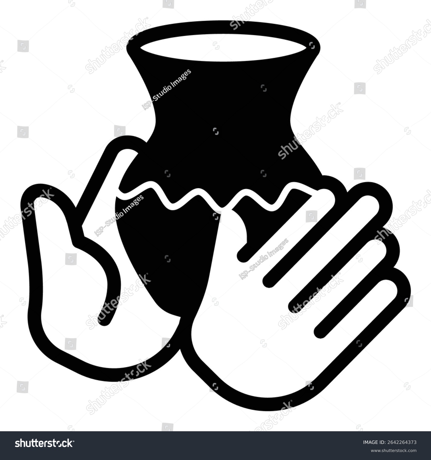 black hands holding vase, pottery, crafting clip art preview