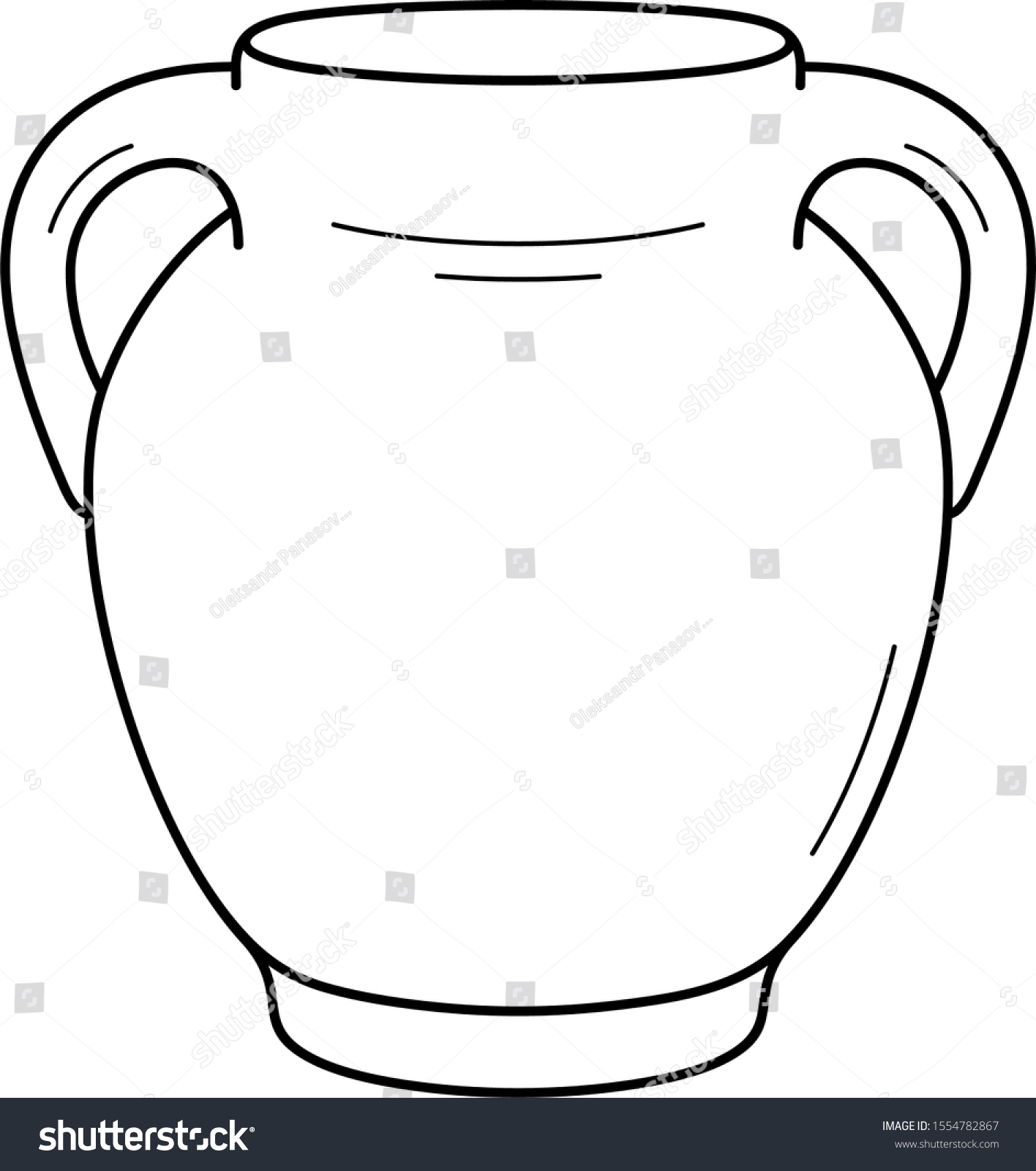 Clay Pot Two Handles Vector Outline Stock Vector (Royalty Free ...