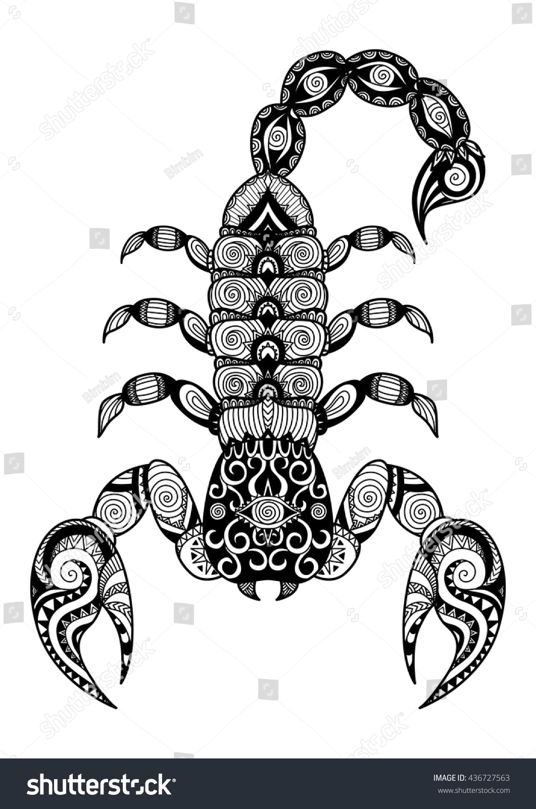 Clean Lines Doodle Design Scorpion Tattoo Stock Vector 436727563 ...