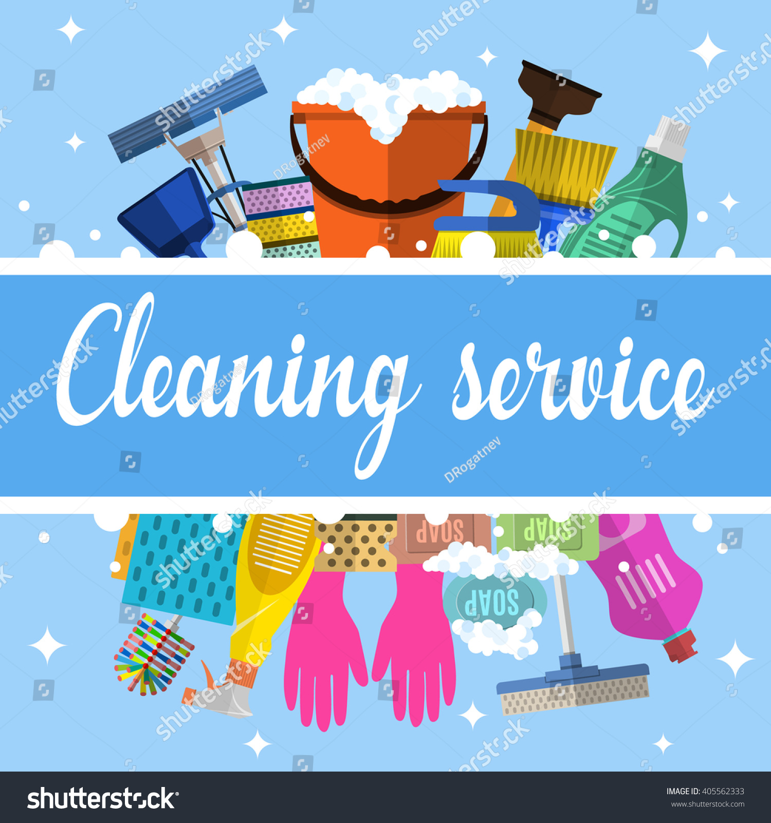 Cleaning Service Flat Illustration Poster Template Stock Vector ...