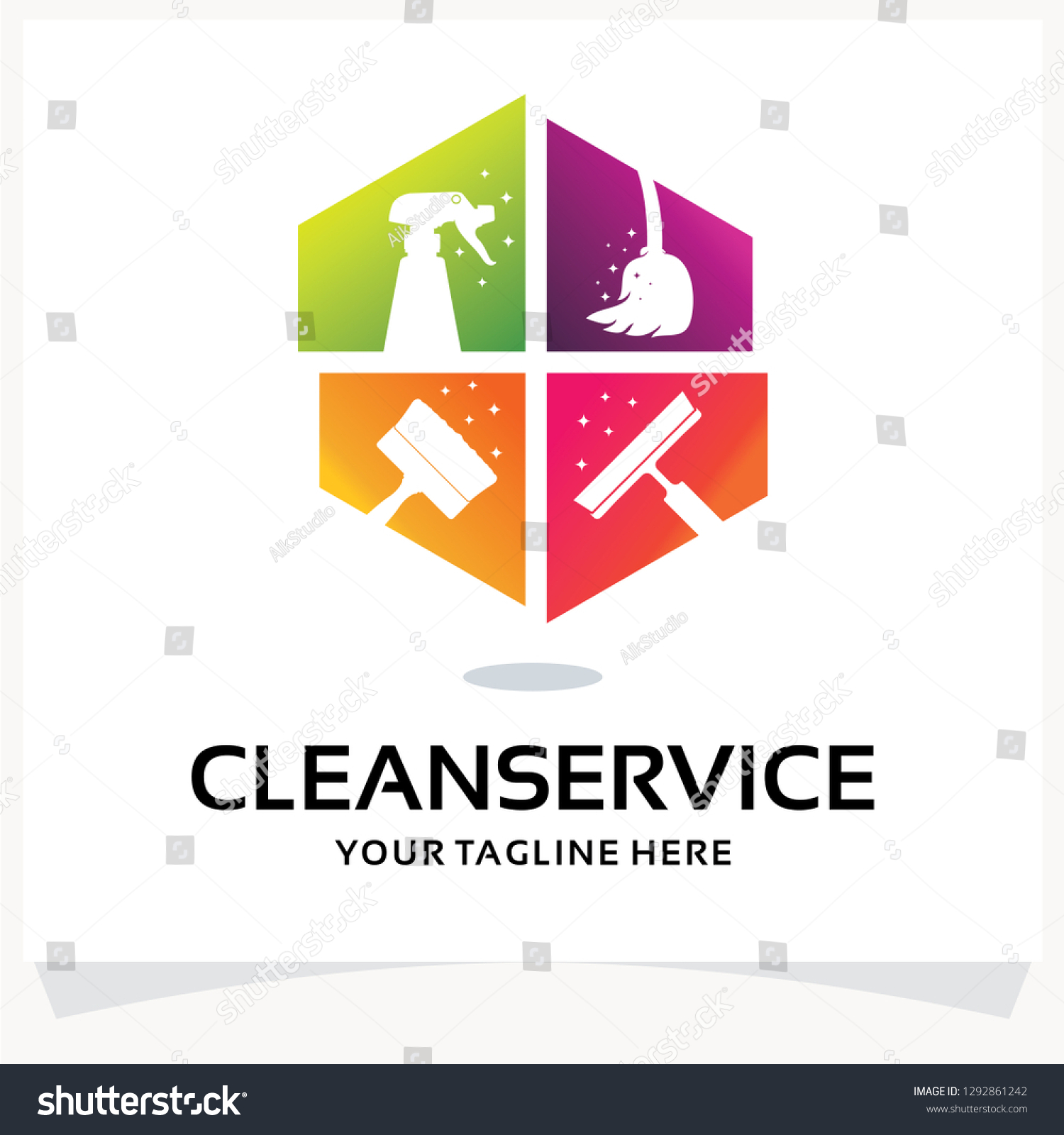 Cleaning Service Logo Design Template Inspiration Stock Vector