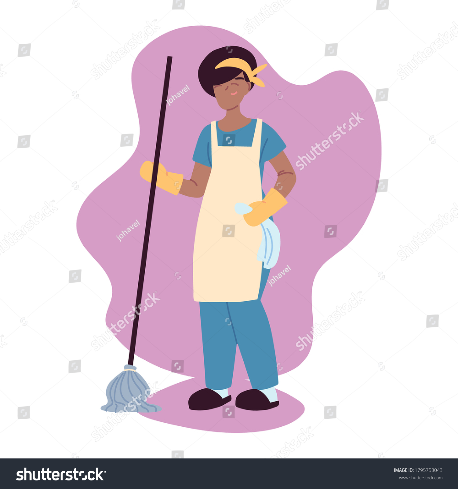 Cleaning Service Woman Gloves Cleaning Utensils Stock Vector Royalty Free 1795758043 5964
