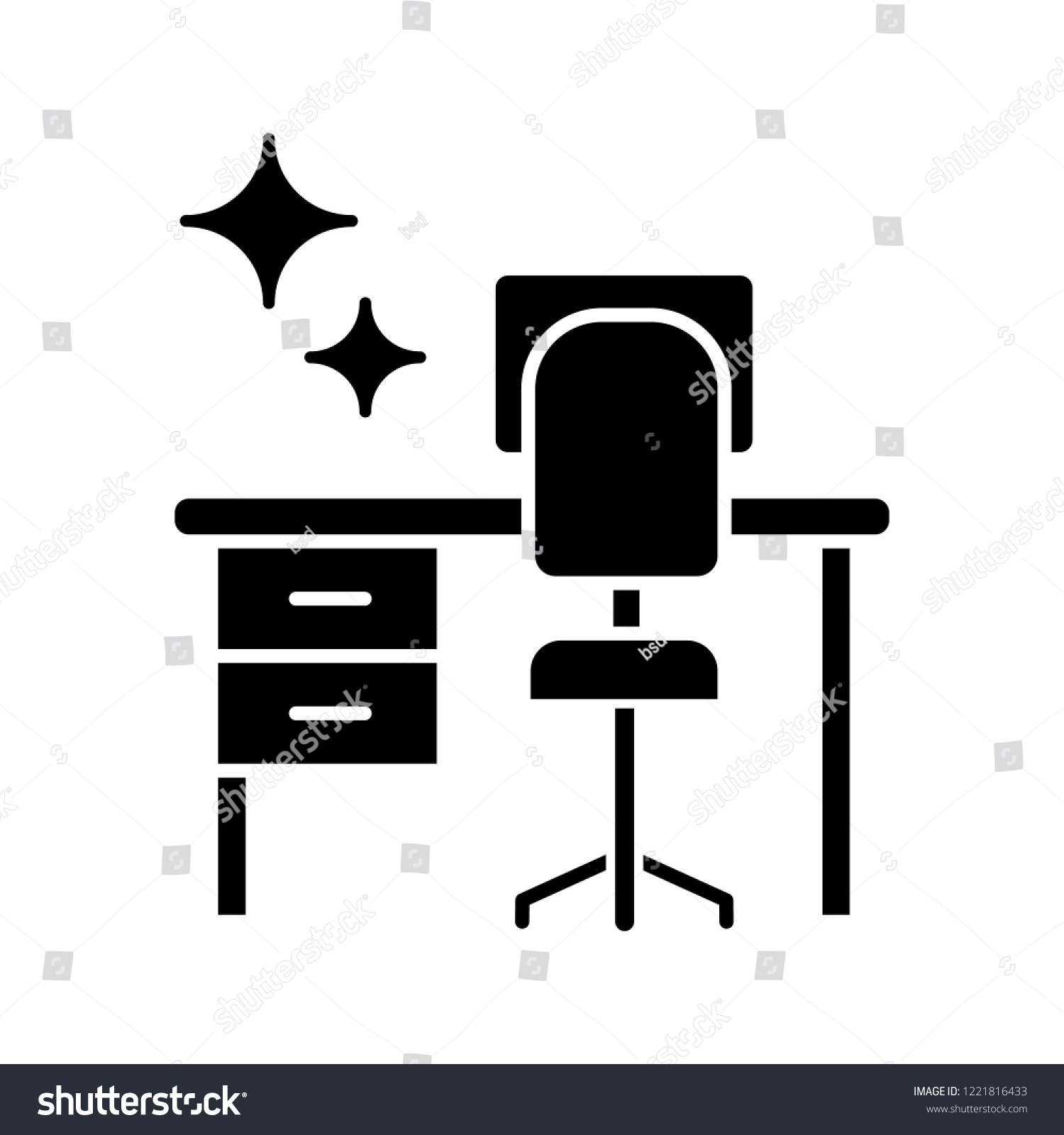 Cleaning Table Desk Glyph Icon Silhouette Stock Vector