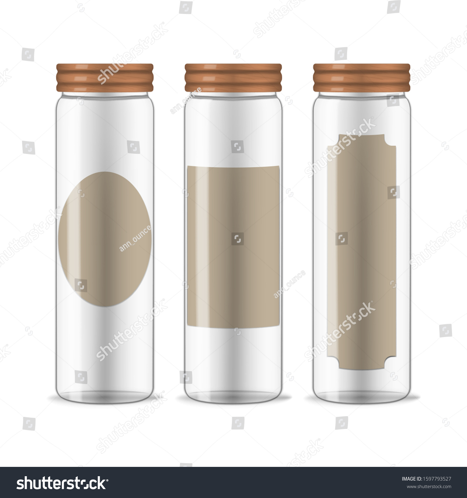 Download Clear Glass Jars Screw Wooden Lids Stock Vector Royalty Free 1597793527