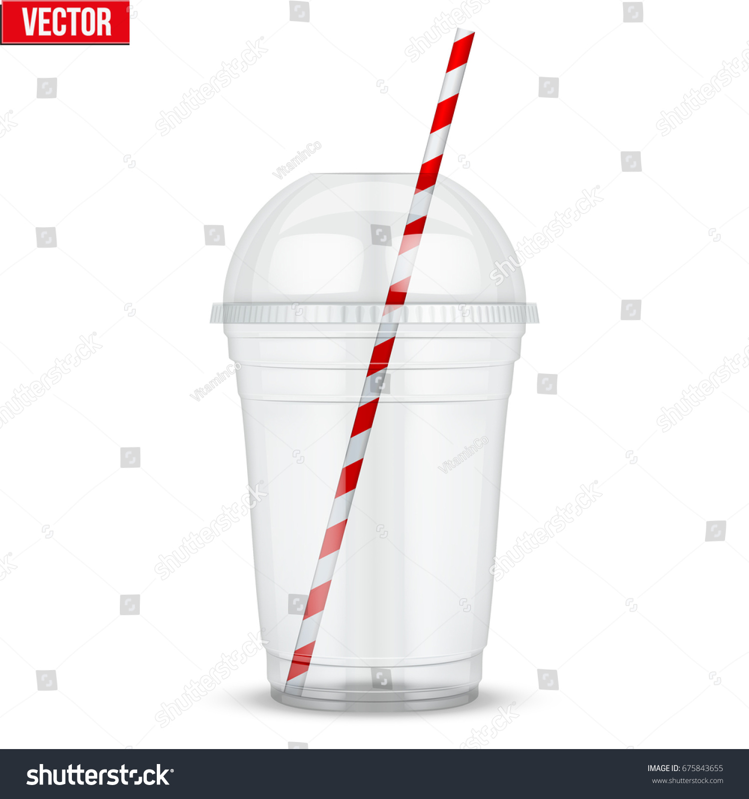 SVG of Clear plastic cup with sphere dome cap and cocktail tube. For milkshake and lemonade and smoothie. Vector Illustration isolated on white background. svg