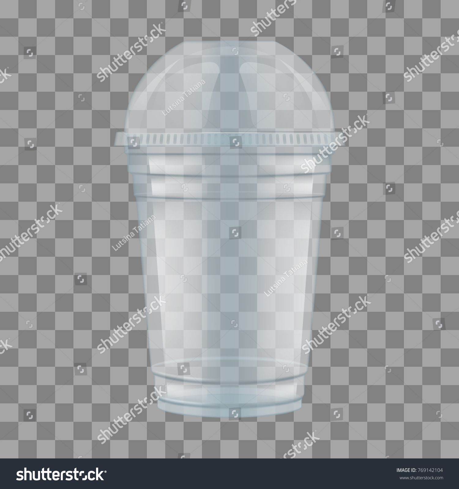 SVG of Clear plastic cup with sphere dome cap for milkshake and lemonade and smoothie. Empty Transparent Disposable Plastic Milkshake Cup With Lid. Realistic Vector Illustration. svg
