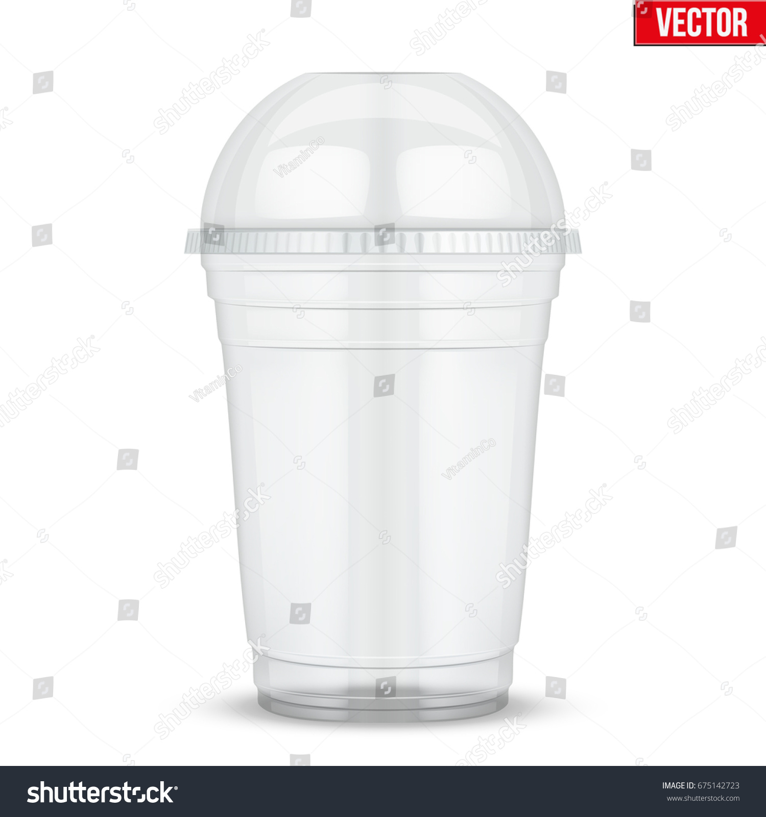 SVG of Clear plastic cup with sphere dome cap. For milkshake and lemonade and smoothie. Vector Illustration isolated on white background. svg