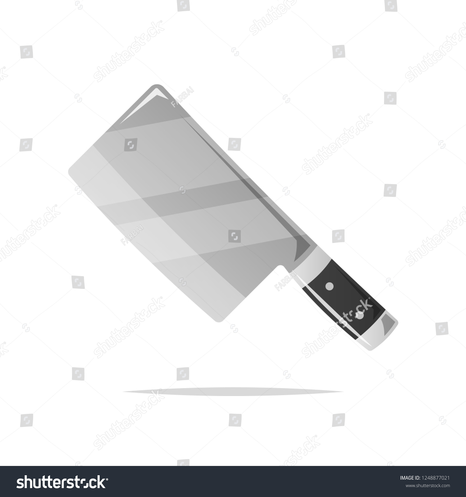 cleaver knife grayscale design, kitchen tool clip art preview