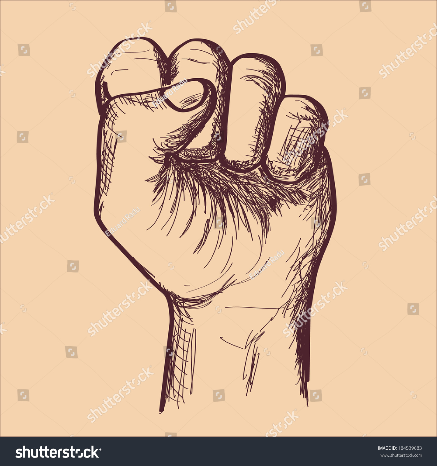 Clenched Fist Sketch Stock Vector 184539683 Shutterstock