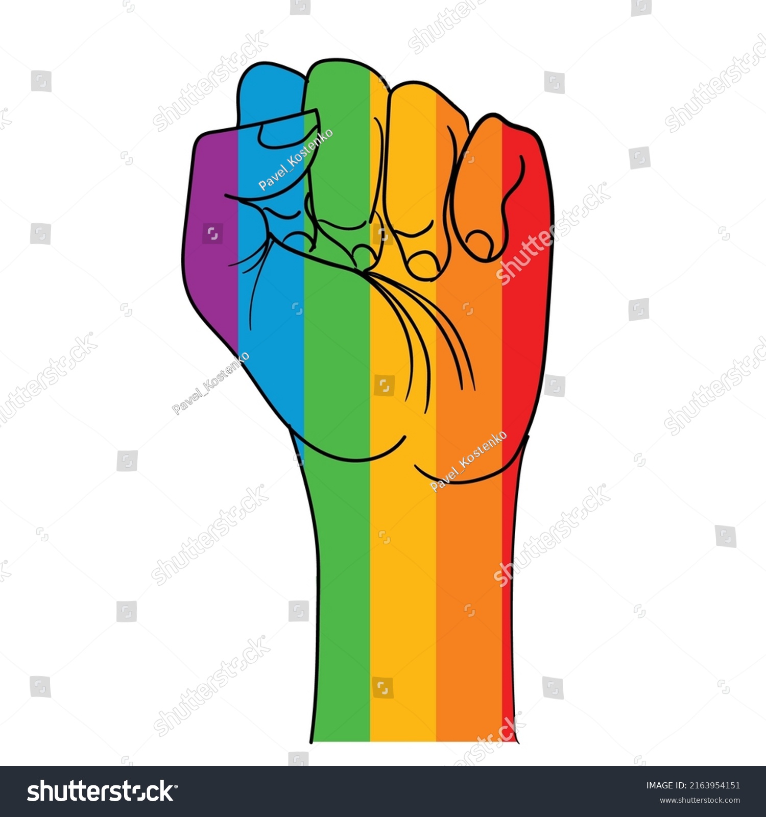 Clenched Fist Rainbow Color Lgbt Flag Stock Vector (Royalty Free ...