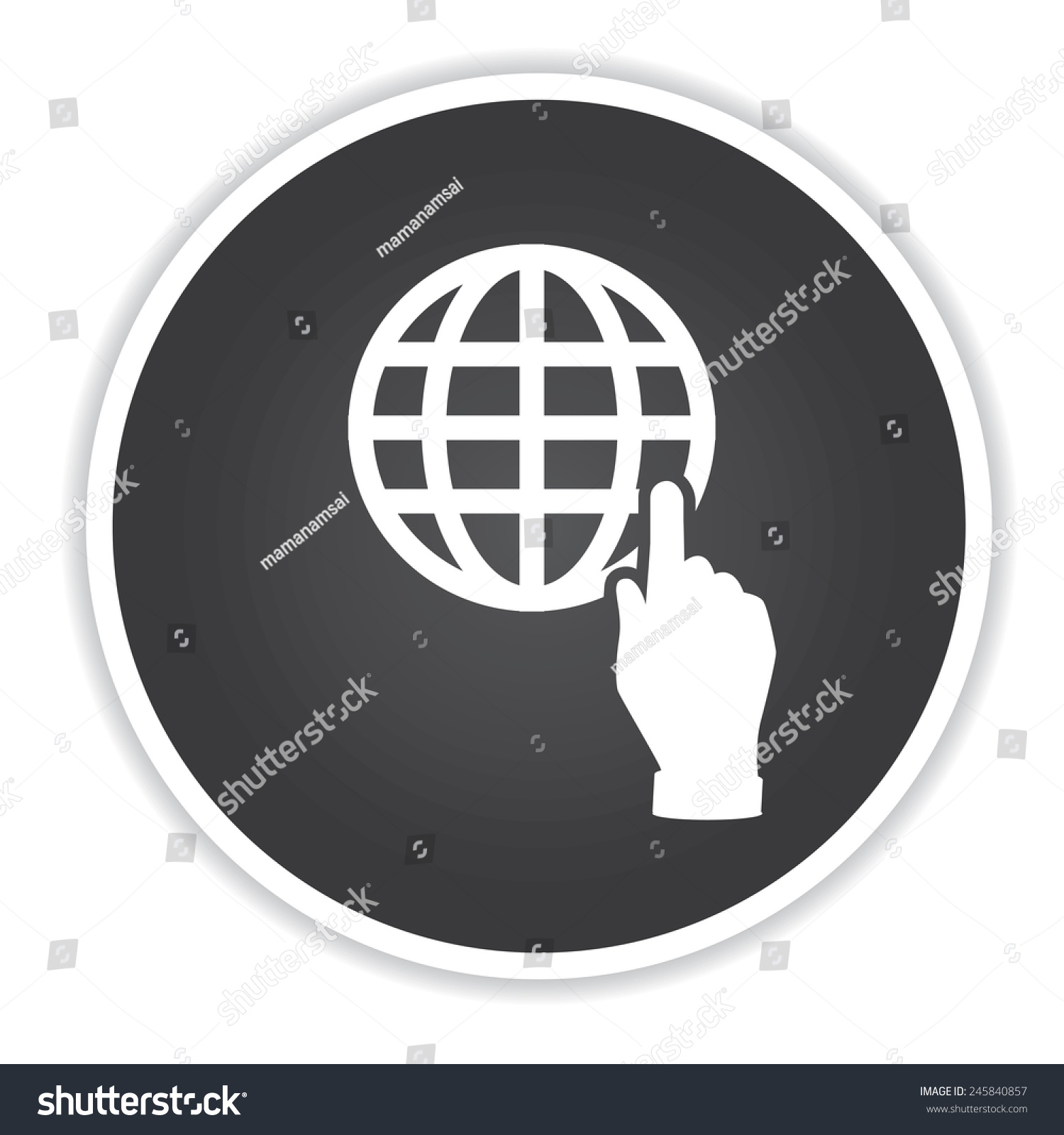 Click Global Design On Black Button Stock Vector (Royalty Free ...