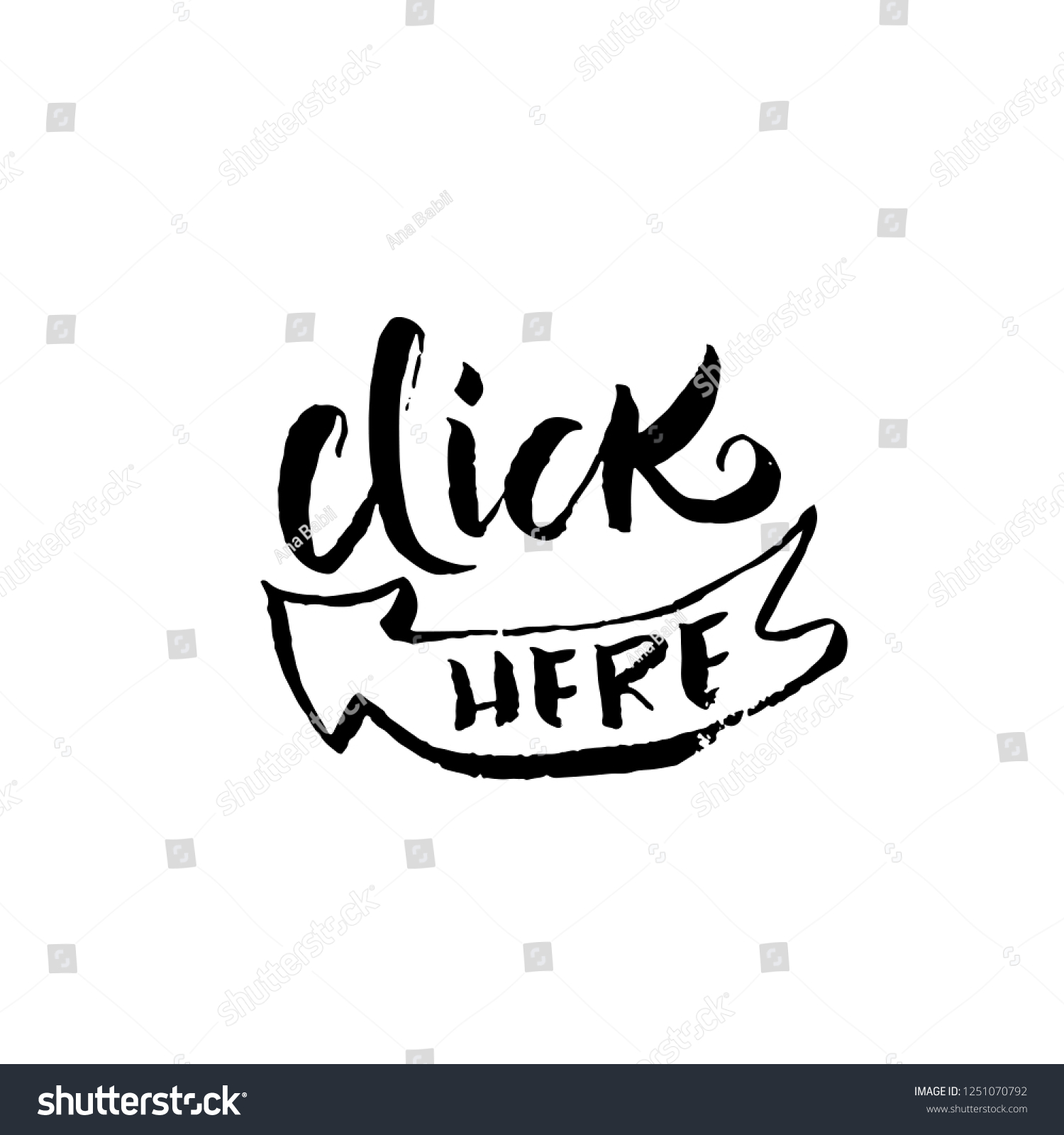 Click Here Modern Brush Lettering Design Stock Vector (Royalty Free ...