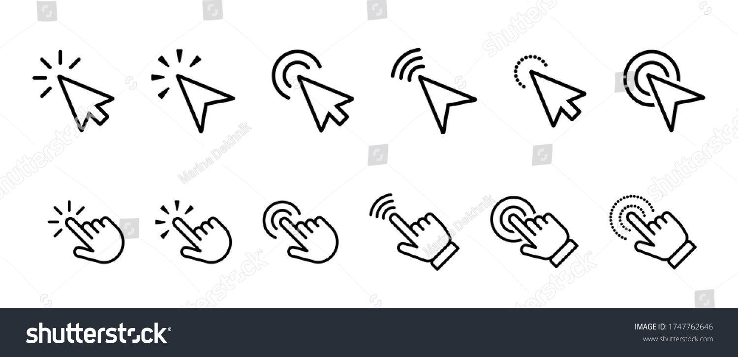 Clicking Cursor Hand Click Outline Icon Stock Vector (Royalty Free ...