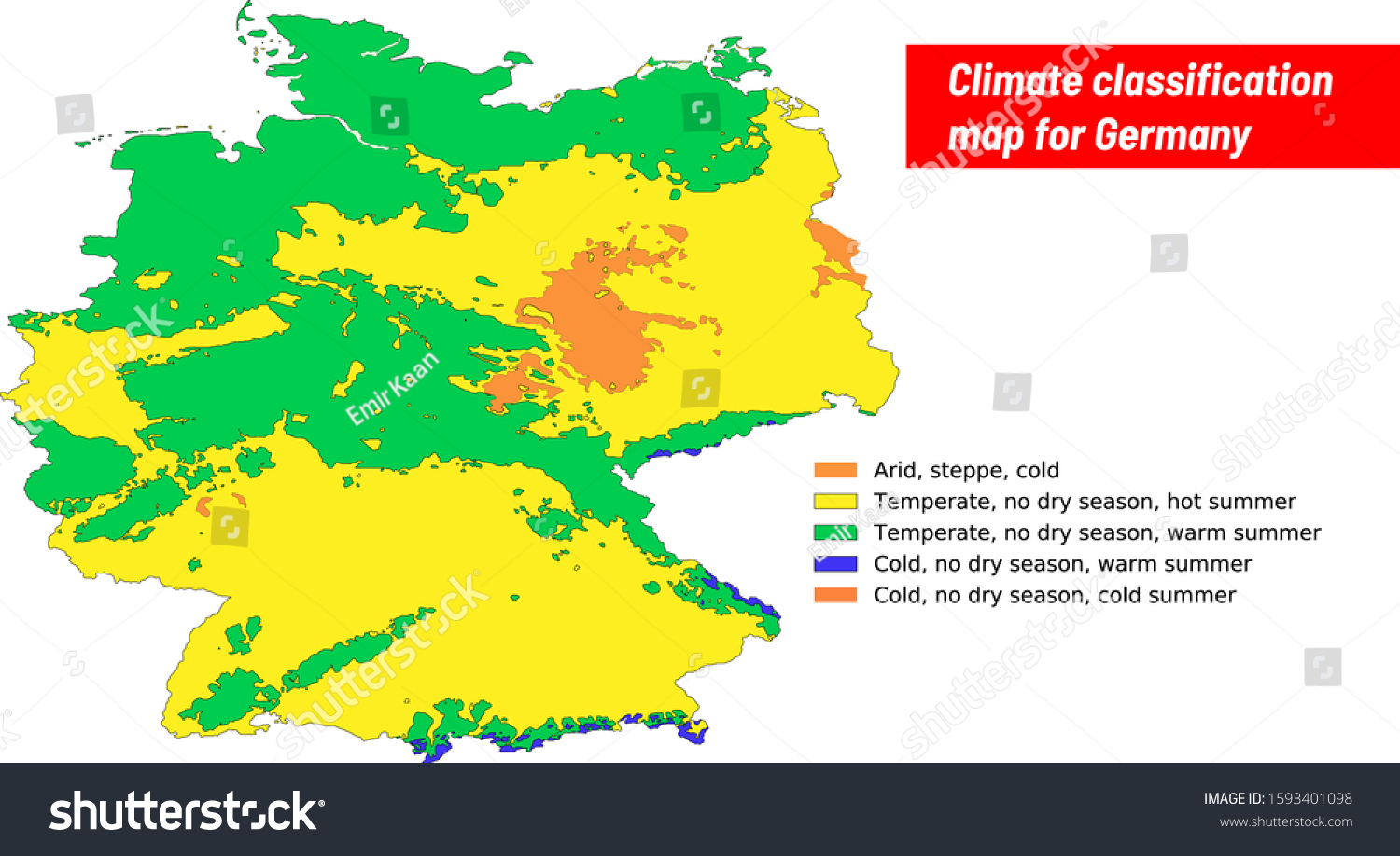 Climate Classification Map Germany Vector Vetor Stock Livre De   Stock Vector Climate Classification Map For Germany Vector 1593401098 