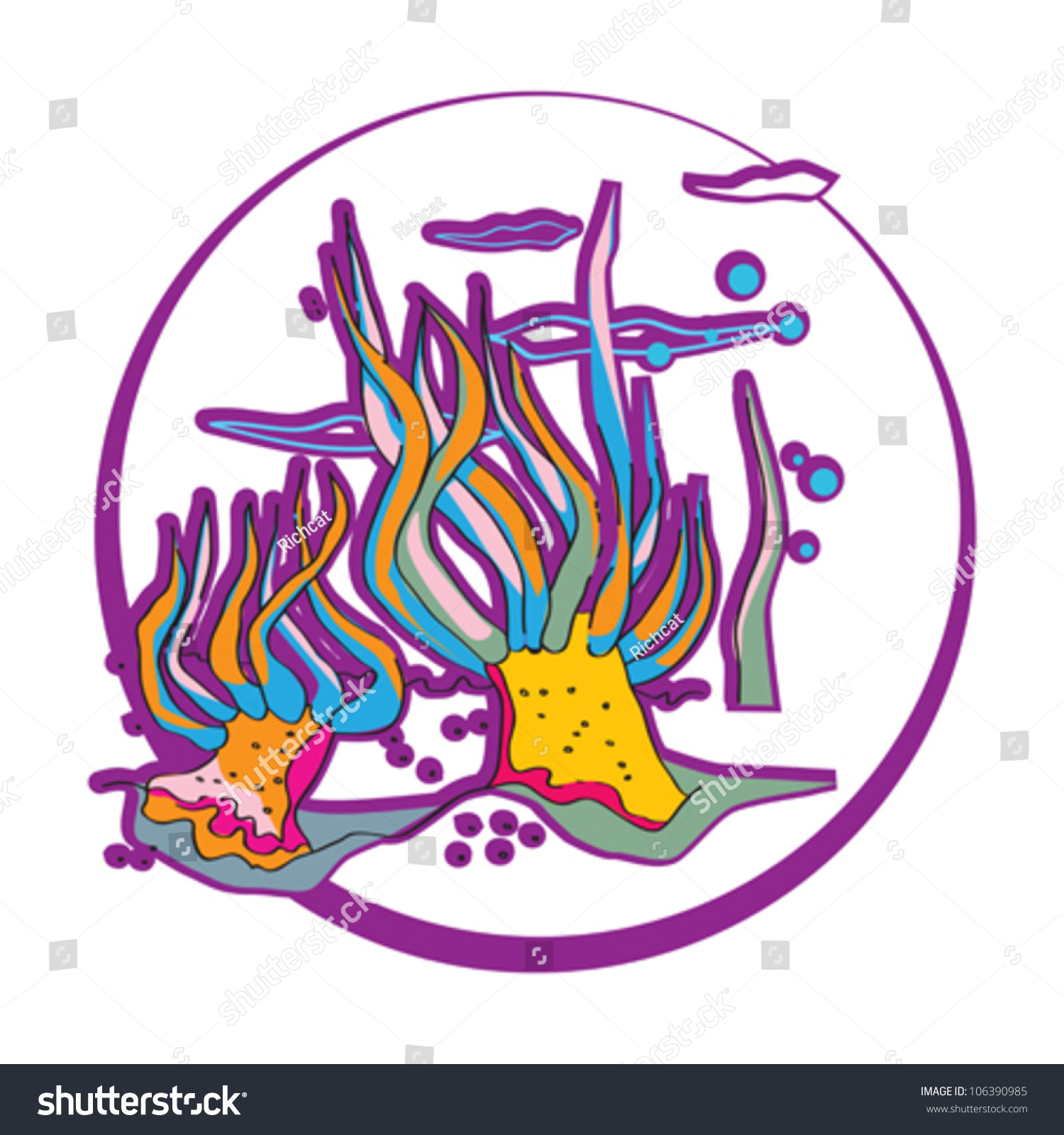 Clip Art Graphic Illustration Two Anemones Stock Vector 106390985 ...