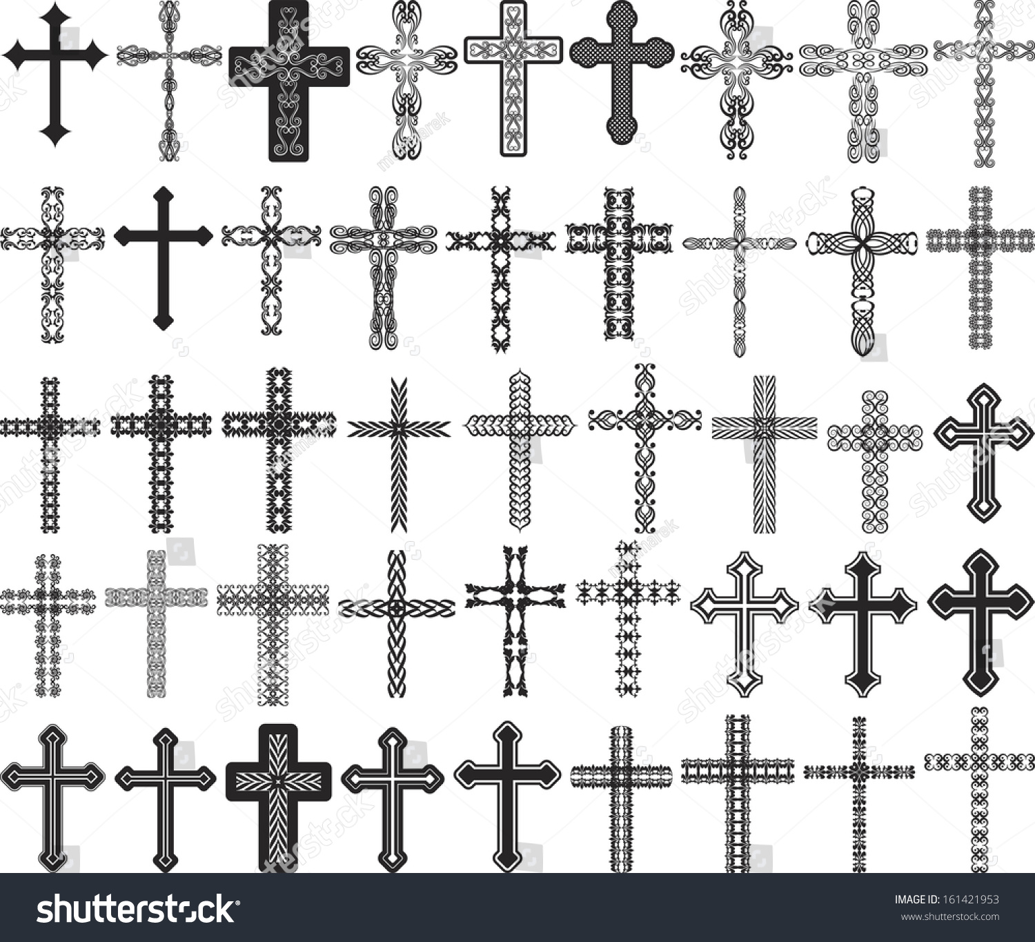 Clip Art Illustration Of Crosses With Ornaments - 161421953 : Shutterstock
